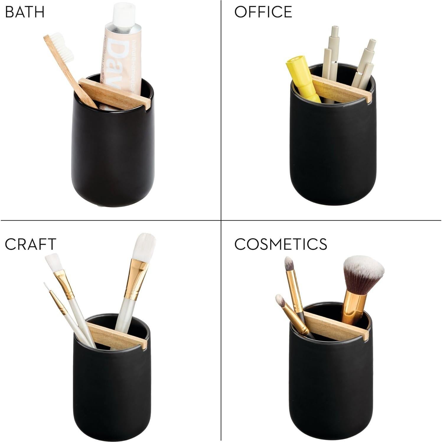 Soporte para Cepillos de Dientes iDesign Ceramic Earth 2 Compartimentos