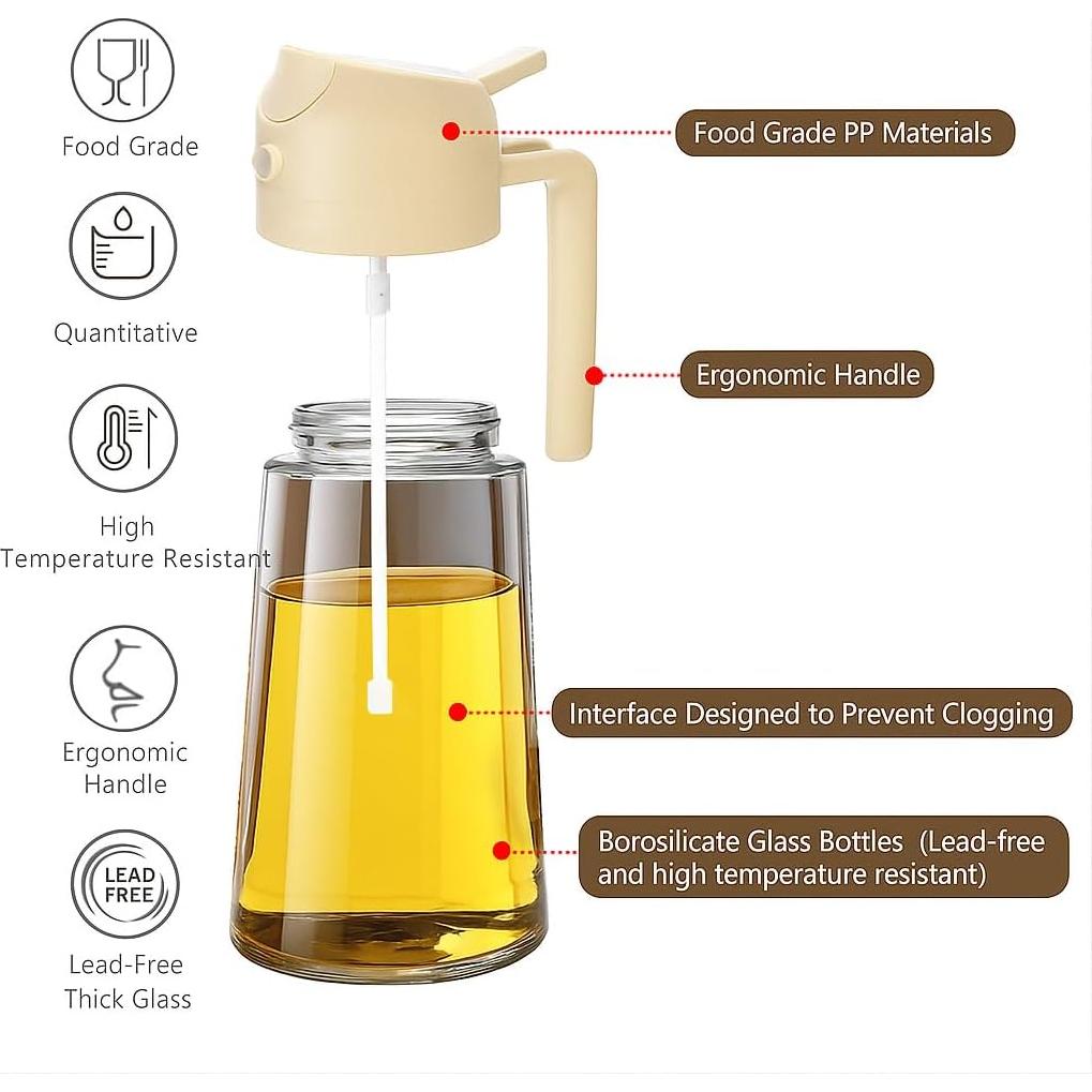 Botella de Spray y Dispensador de Aceite Genérico 470ml Vidrio Blanco