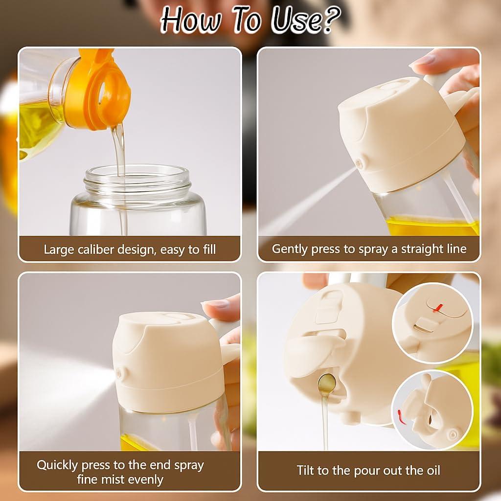 Botella de Spray y Dispensador de Aceite Genérico 470ml Vidrio Blanco