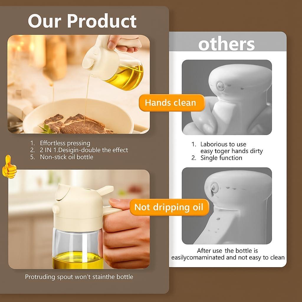 Botella de Spray y Dispensador de Aceite Genérico 470ml Vidrio Blanco