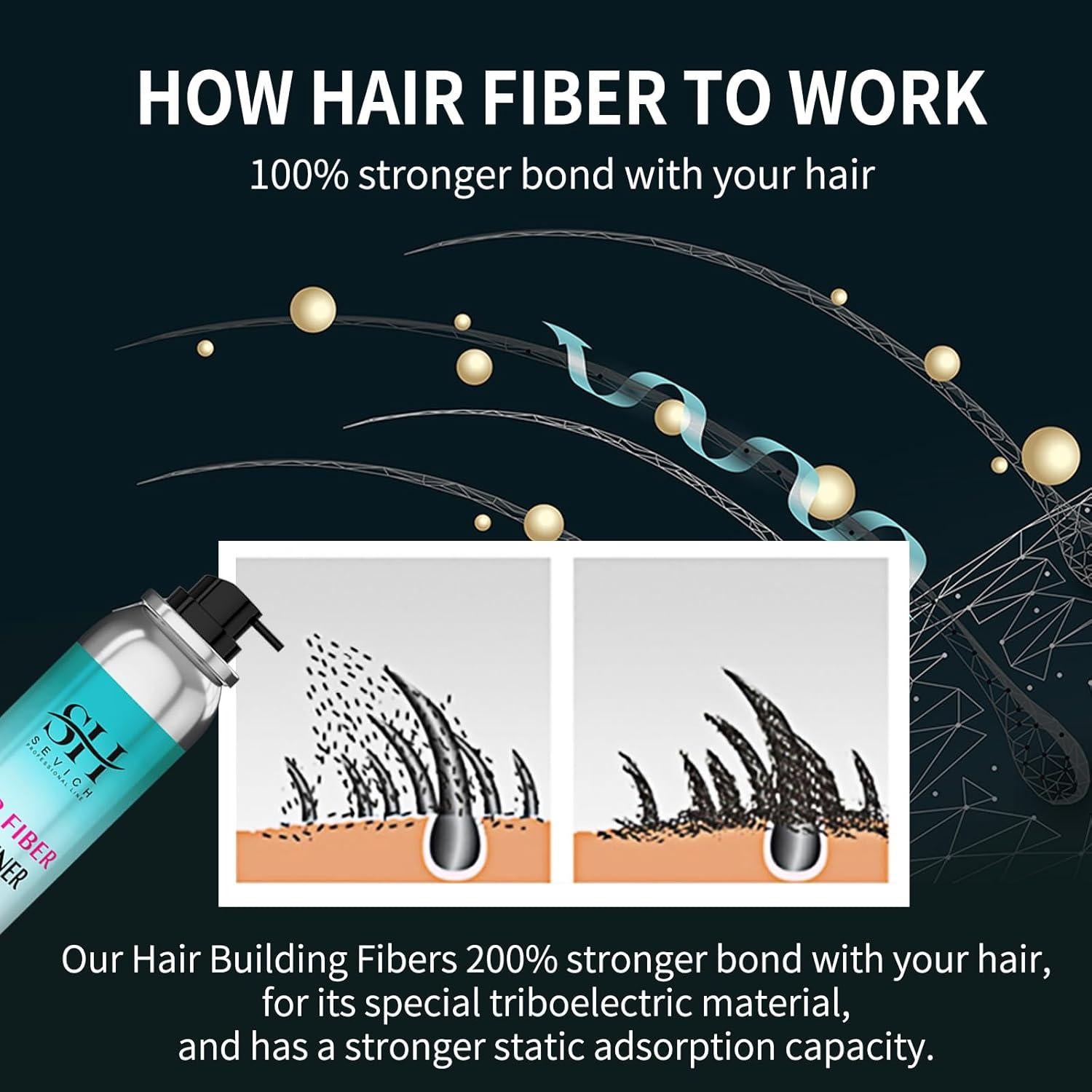 Spray de Fibra Capilar Sevich 120ml Marrón Oscuro - Acondicionador Instantáneo