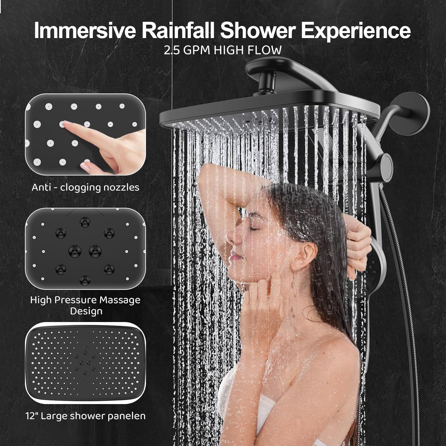 Cabezal de Ducha de Lluvia y Mano Razime 30.48 cm Alta Presión