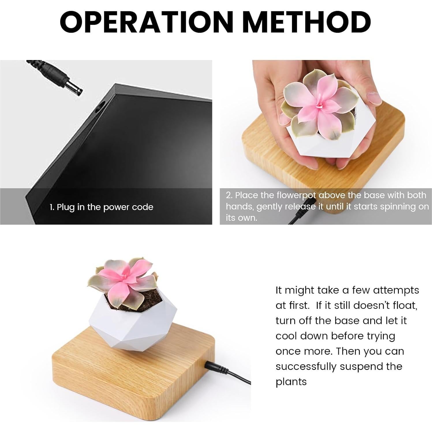 Maceta Flotante Levitante Leekimid para Suculentas Blanca