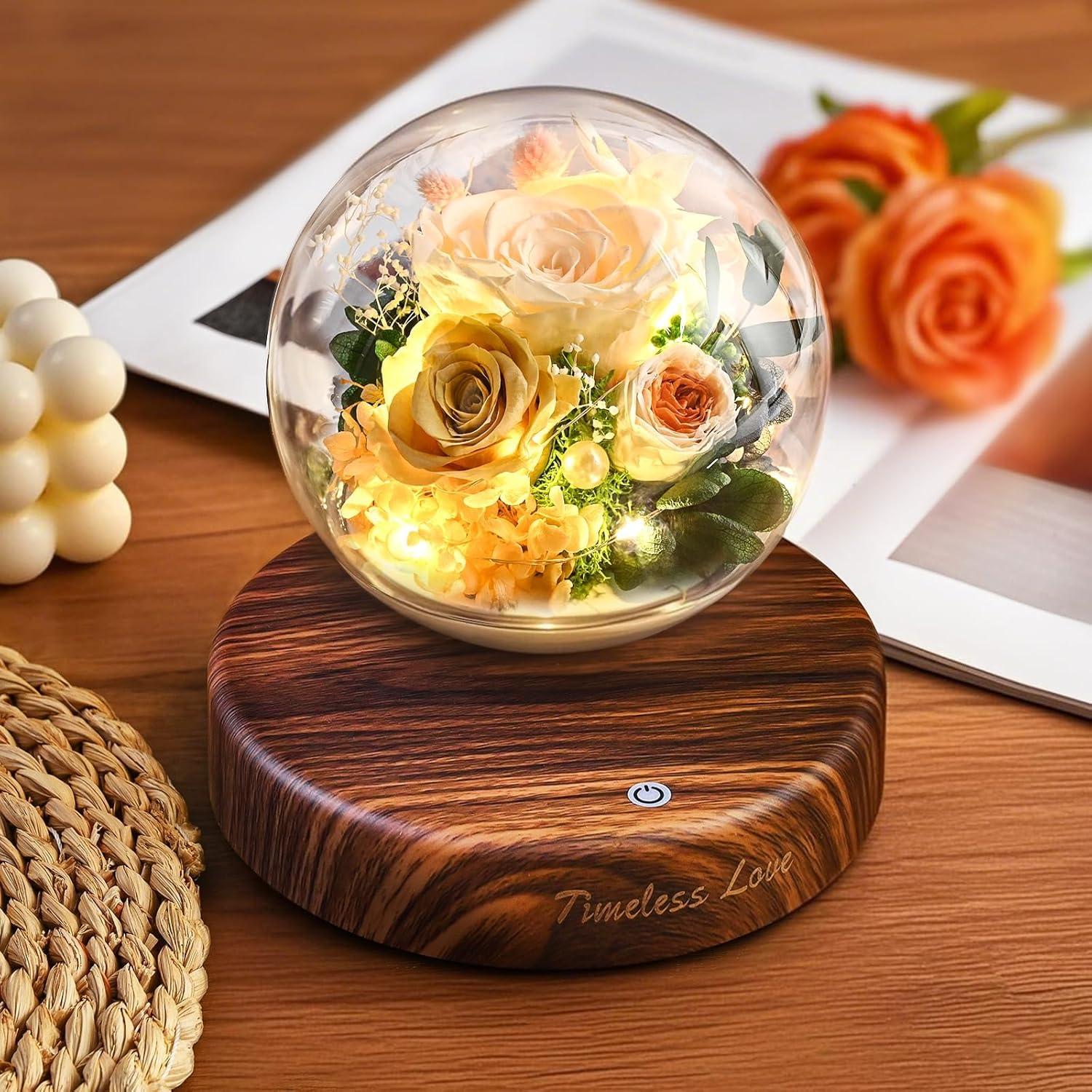 Flores Preservadas Levitación Magnética ASPMIZ Púrpura y Champagne