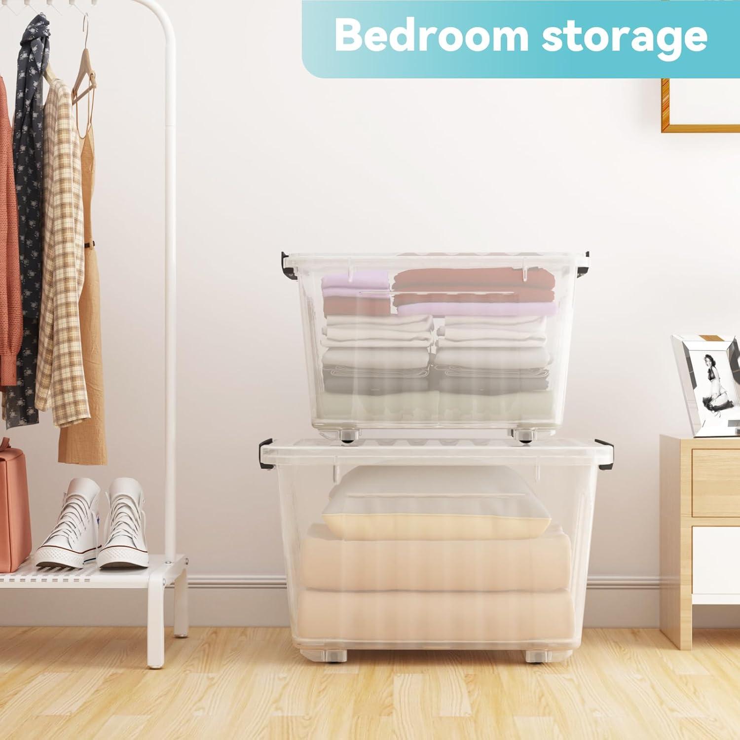 Caja de Almacenamiento Plástica Nazhura 72QT 6 Paquetes Transparente