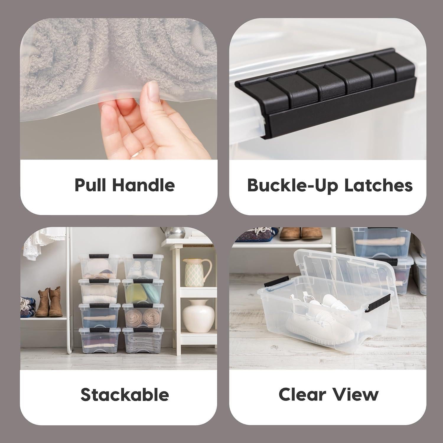 Bins de Almacenamiento IRIS USA 4-Pack 12.3L Apilables