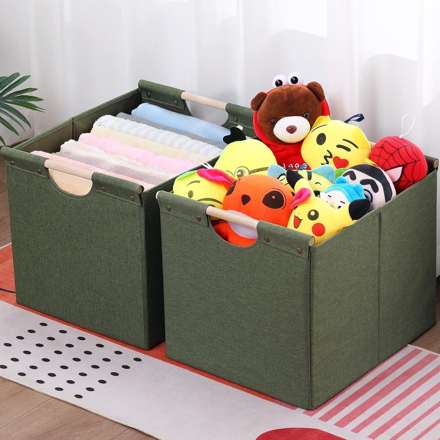 Cestas de Almacenamiento Plegables HOONEX 2 Unidades Oliva 41L