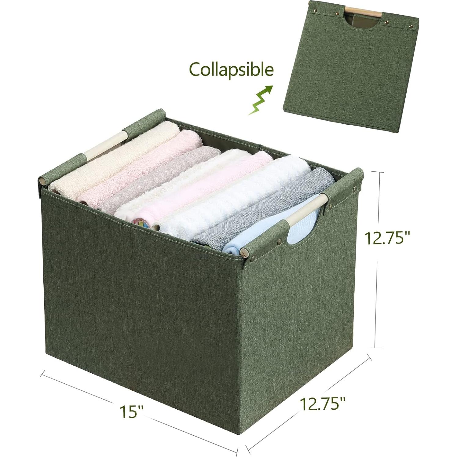 Cestas de Almacenamiento Plegables HOONEX 2 Unidades Oliva 41L