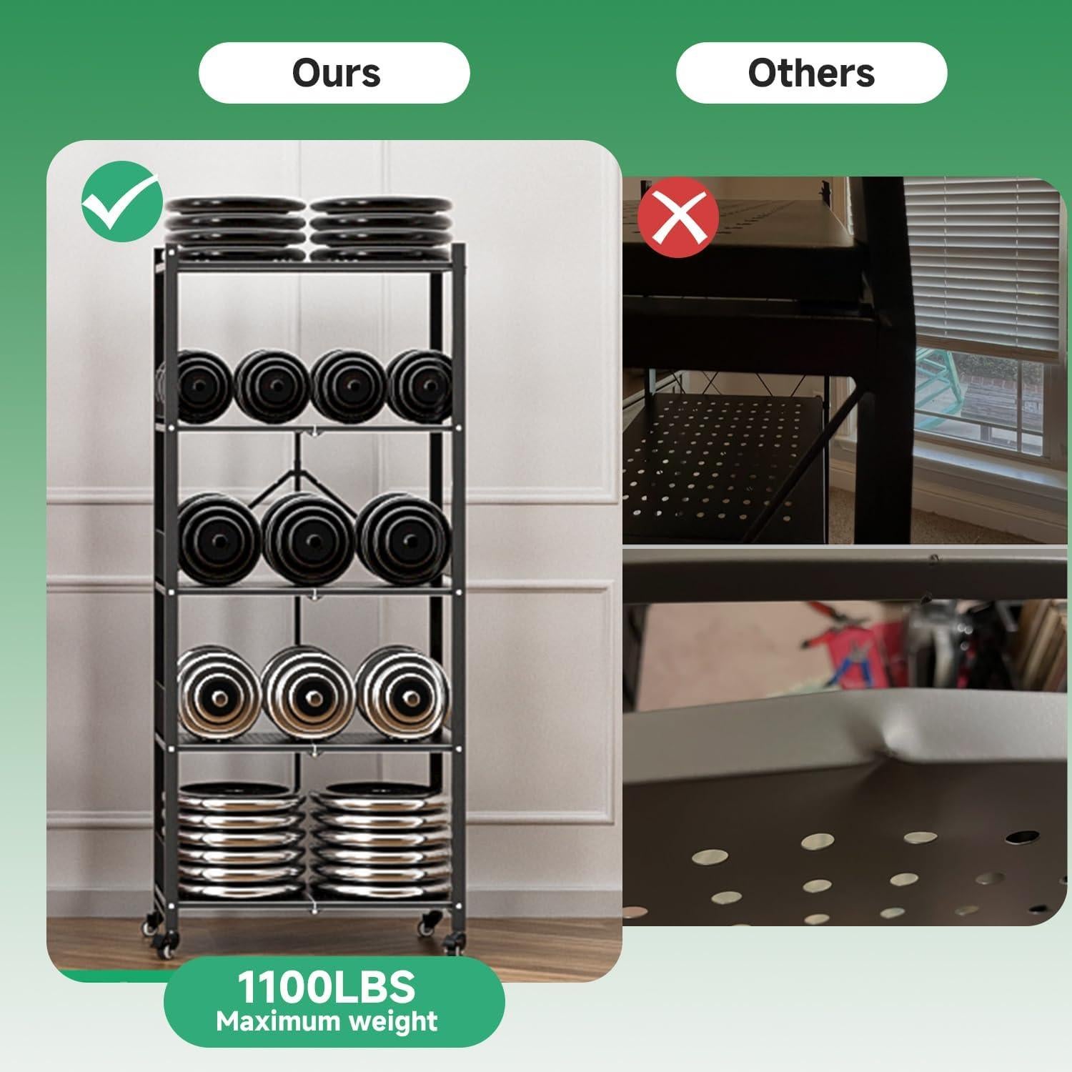 Estantería Plegable KWRRI de 5 Niveles, 499 kg, Negro