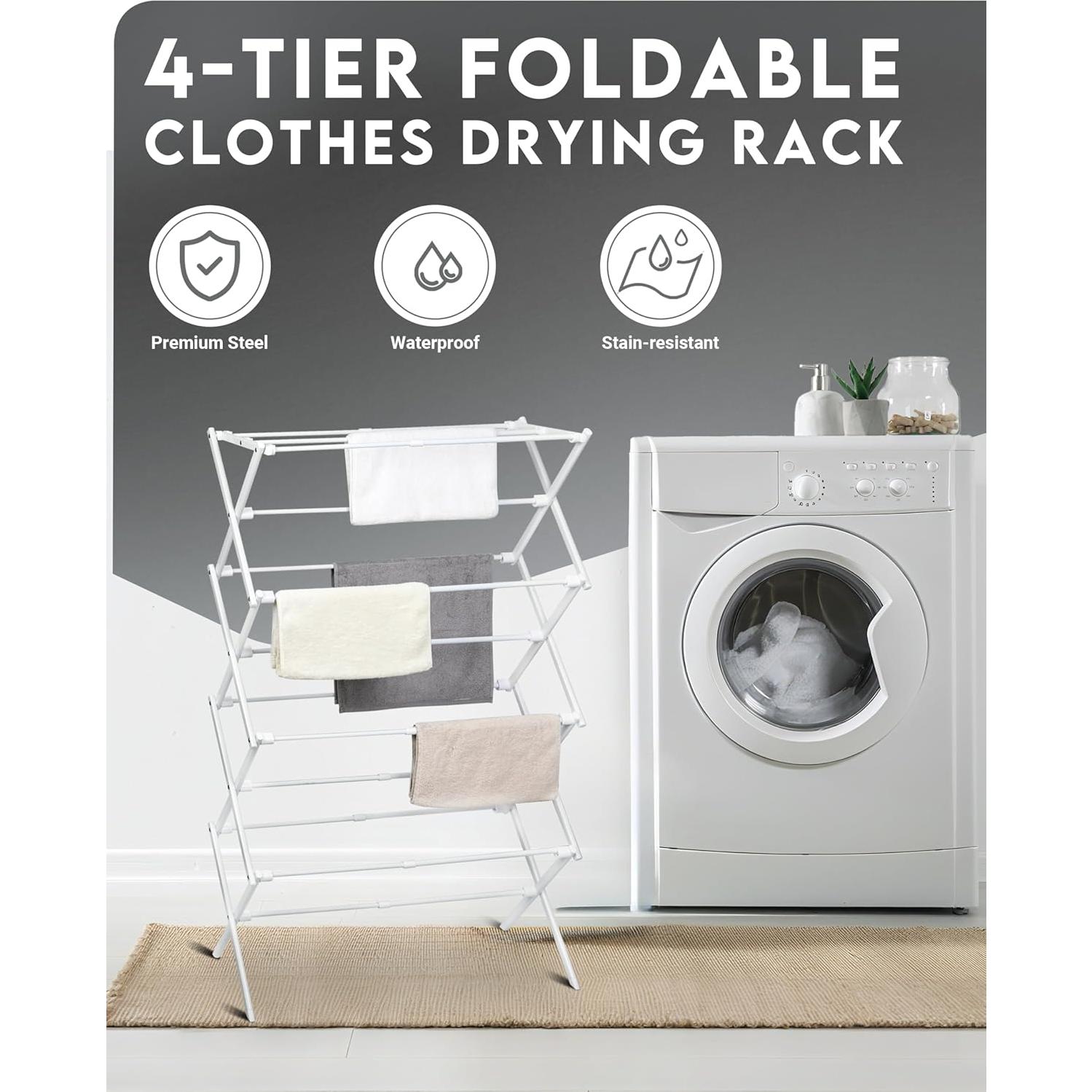 Estante Plegable para Secar Ropa ZOES HOMEWARE 4 Niveles 1.22m