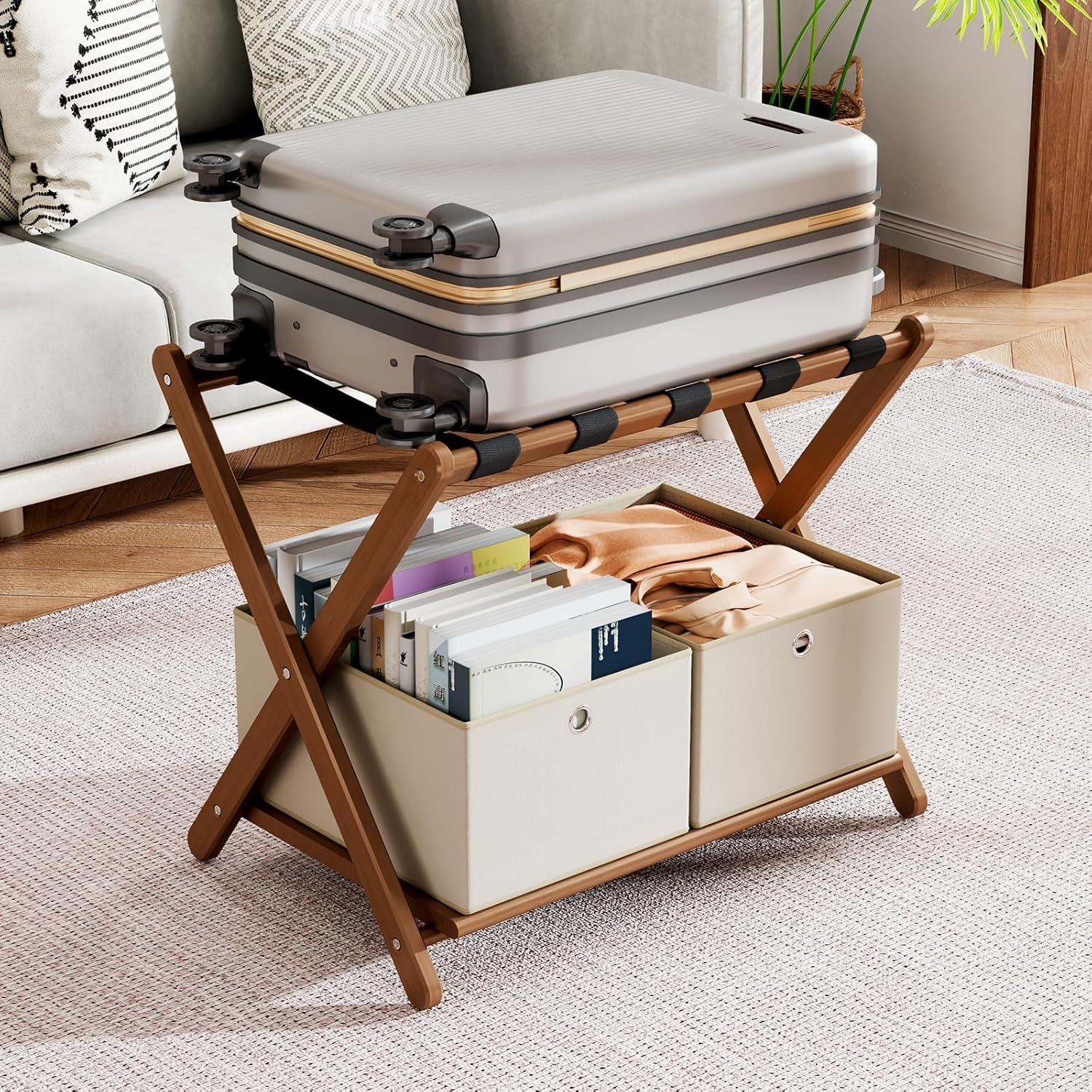 Juego de 2 Soportes para Equipaje OAKVIVO de Bambú 67.8 cm