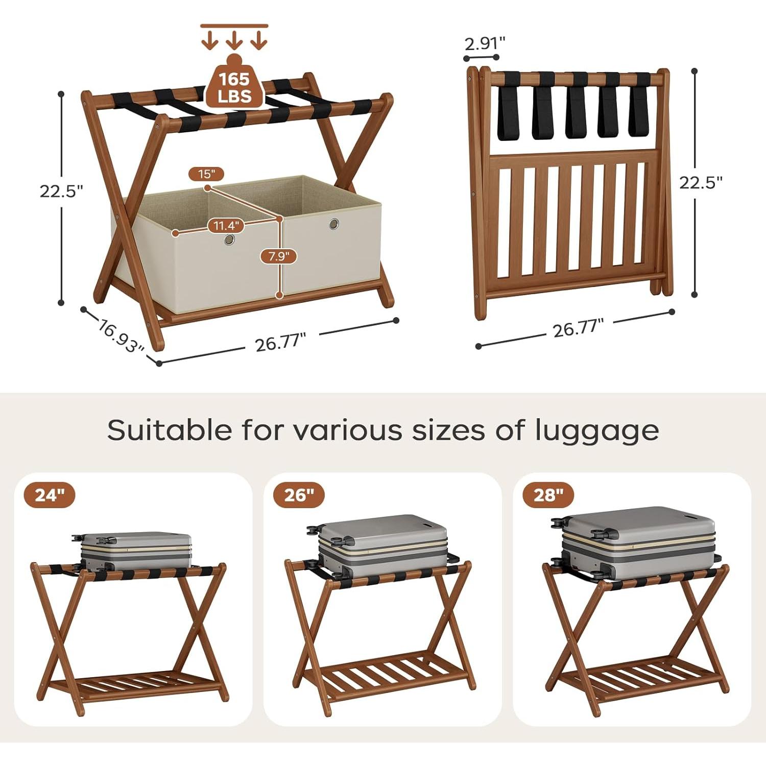 Juego de 2 Soportes para Equipaje OAKVIVO de Bambú 67.8 cm