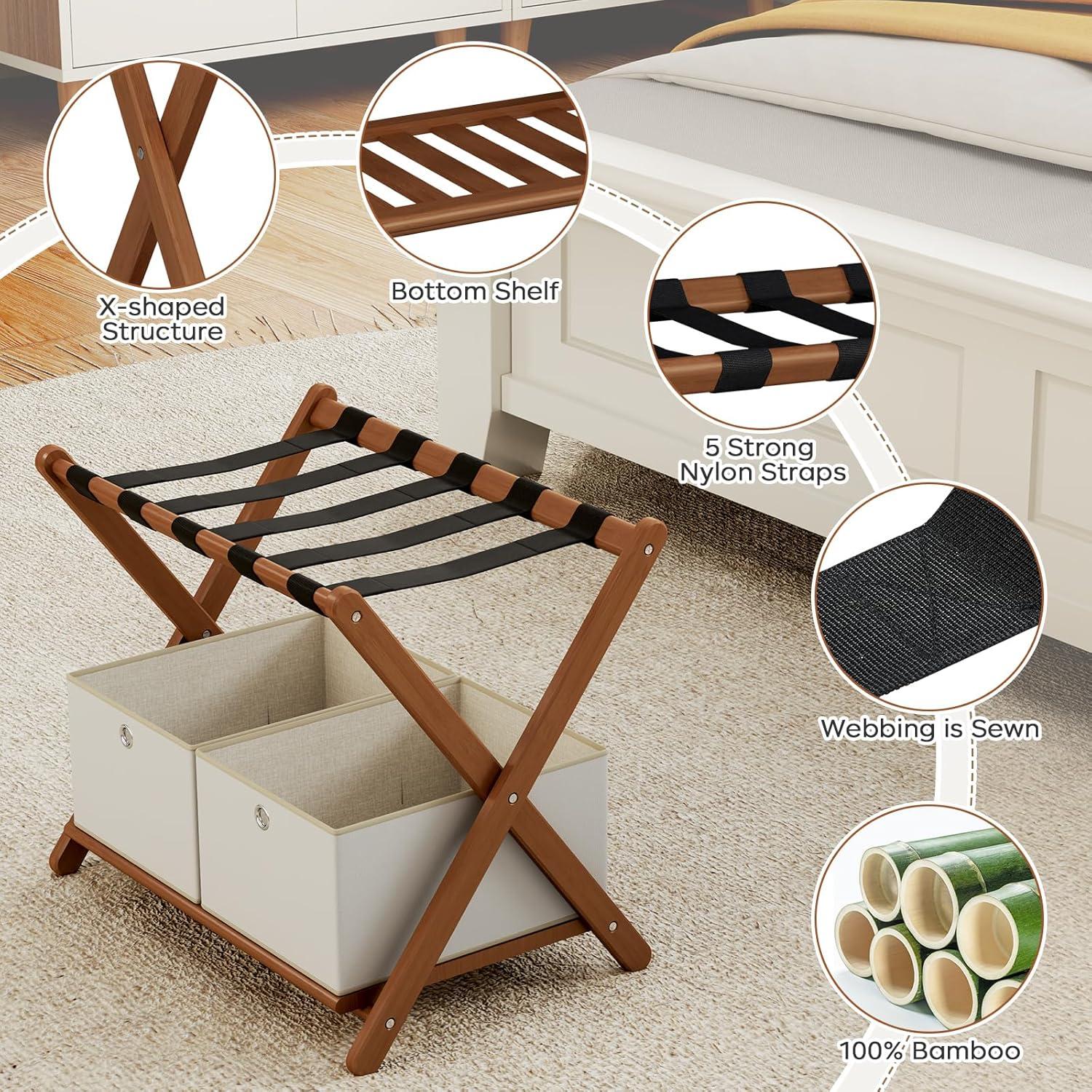 Juego de 2 Soportes para Equipaje OAKVIVO de Bambú 67.8 cm