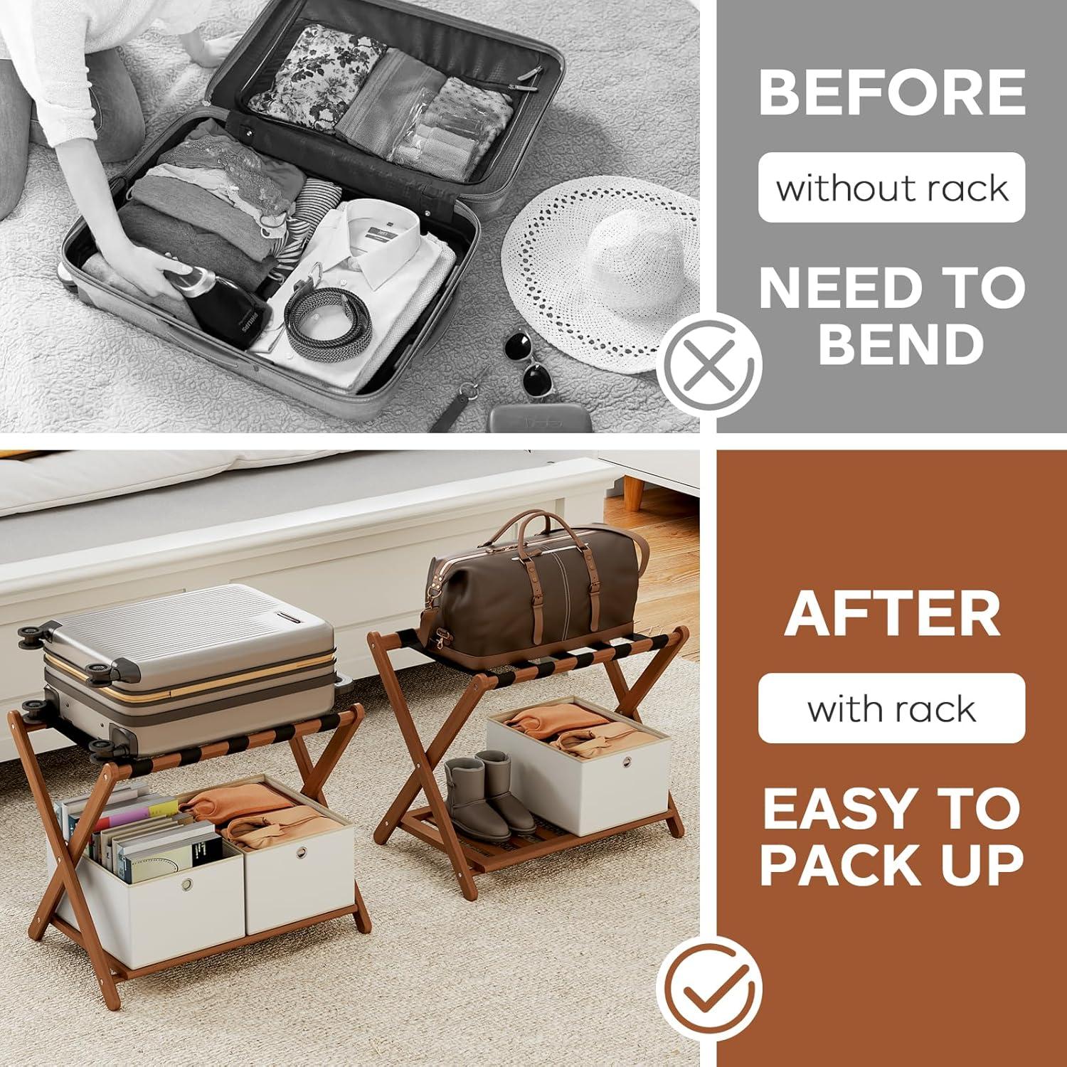 Juego de 2 Soportes para Equipaje OAKVIVO de Bambú 67.8 cm