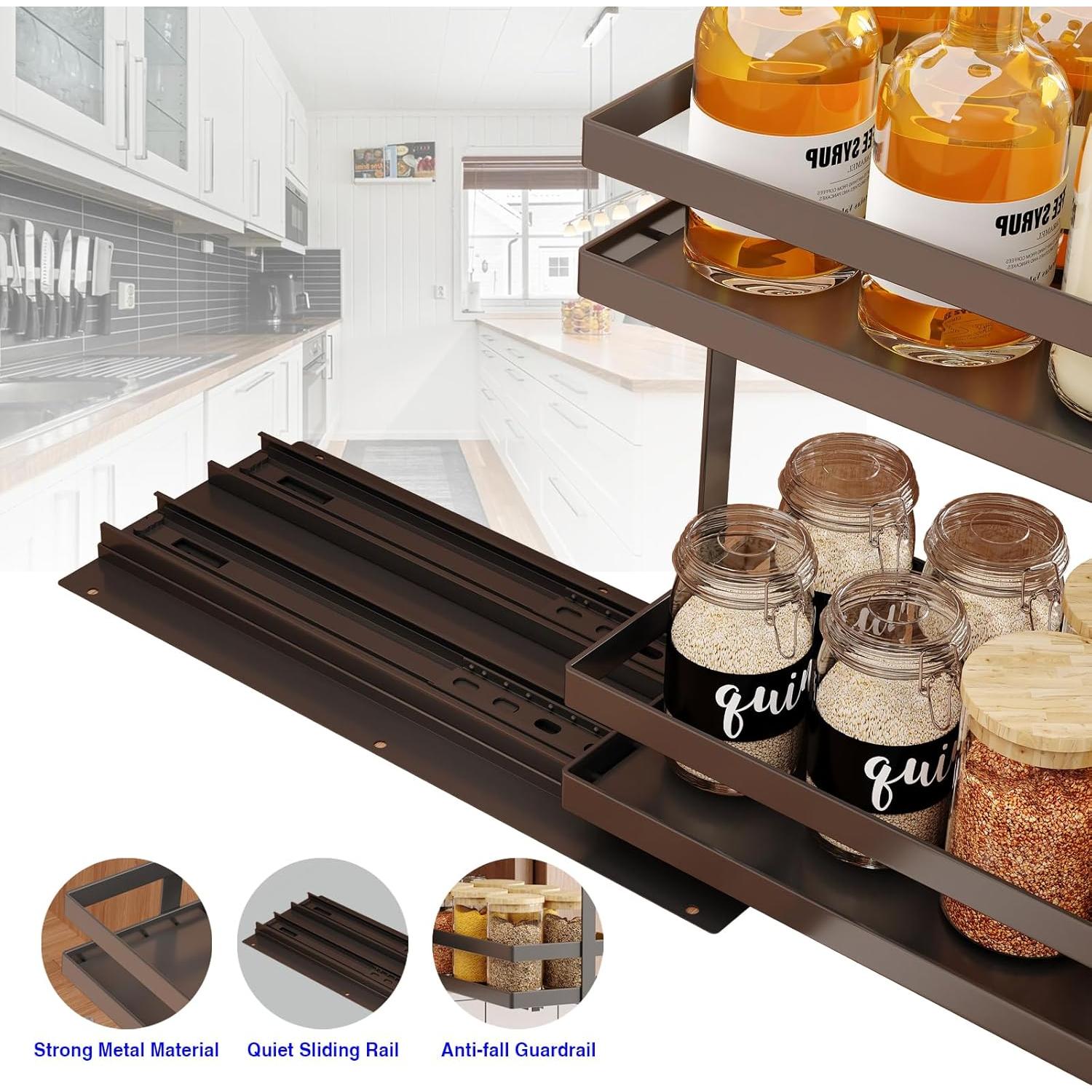 Organizador de Especias Extraíble Mustorn, 2 Niveles, Negro