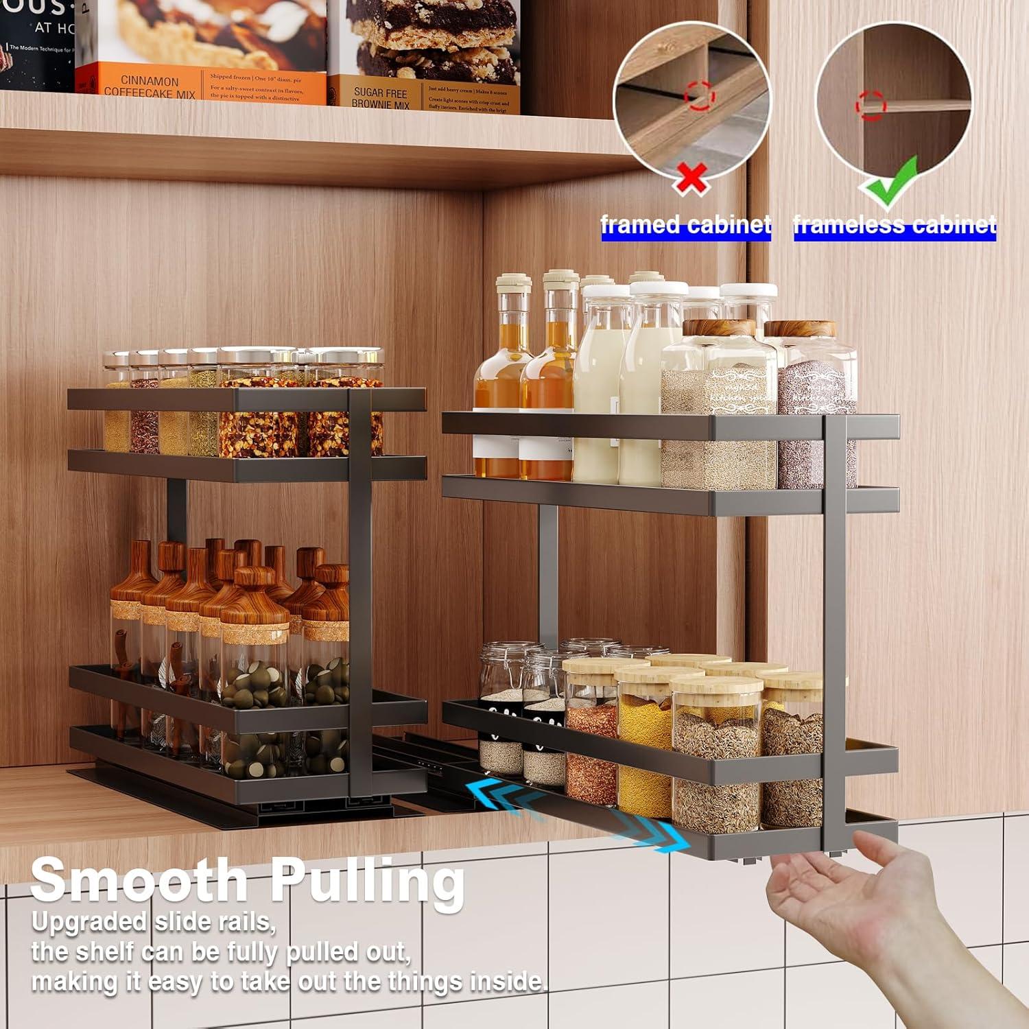 Organizador de Especias Extraíble Mustorn, 2 Niveles, Negro