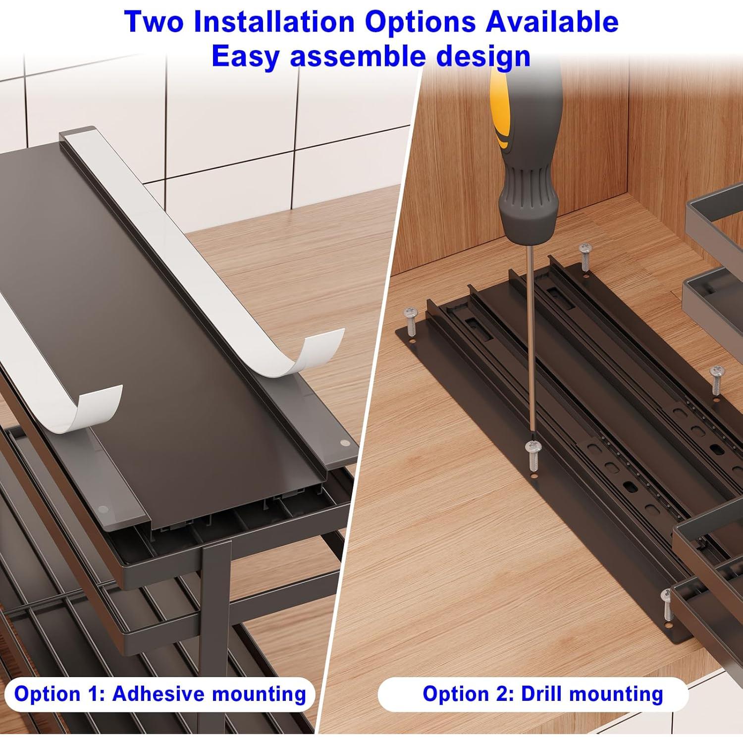 Organizador de Especias Extraíble Mustorn, 2 Niveles, Negro