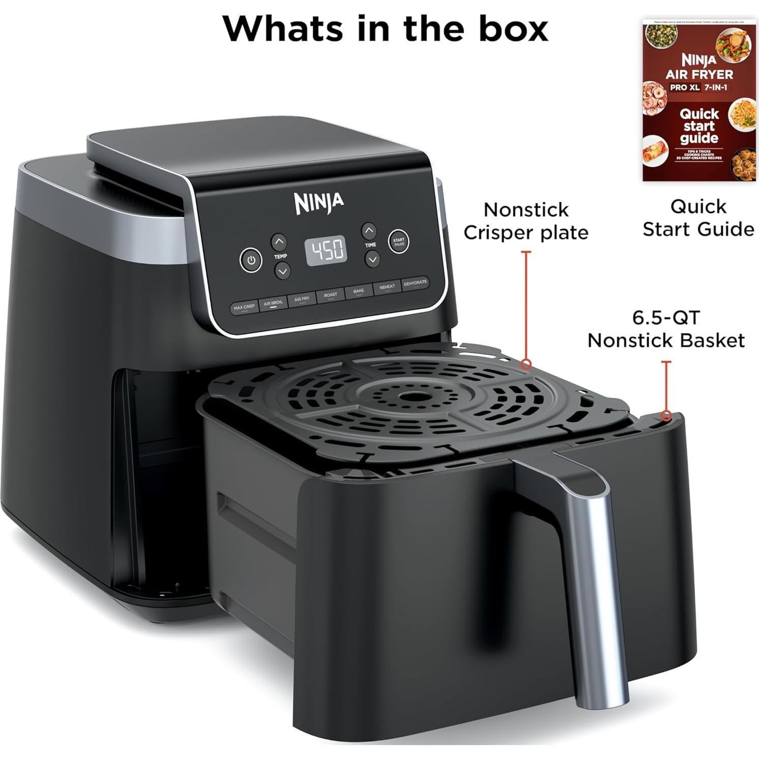 Freidora de Aire Ninja Pro XL 6.5QT 7 en 1 Max Crisp Gris
