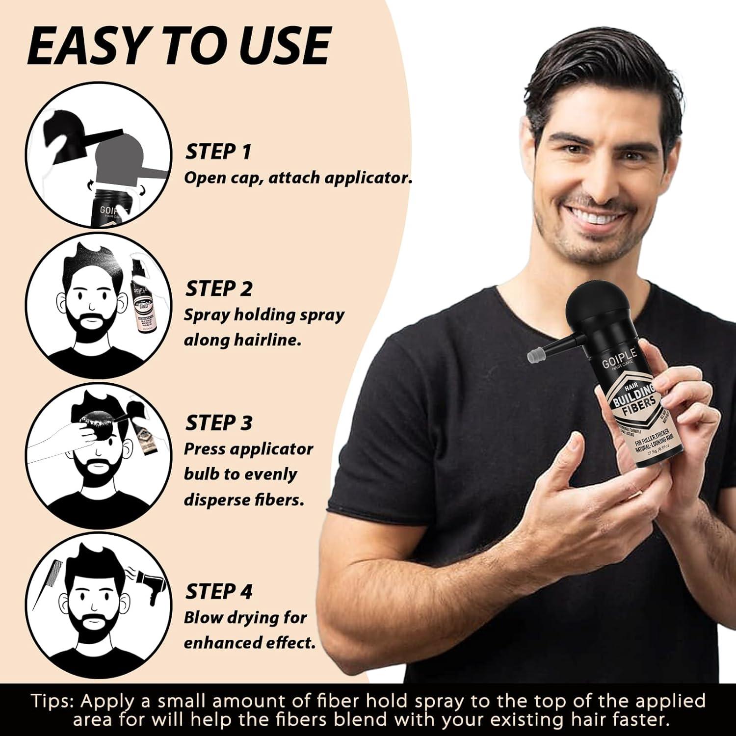 Juego de Aplicador de Fibra para Engrosar Cabello WOZUTUNT - Spray Voluminizador para Hombres