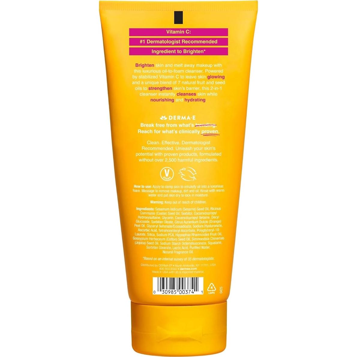 Limpiador Facial Espumoso Derma E con Vitamina C 177 ml