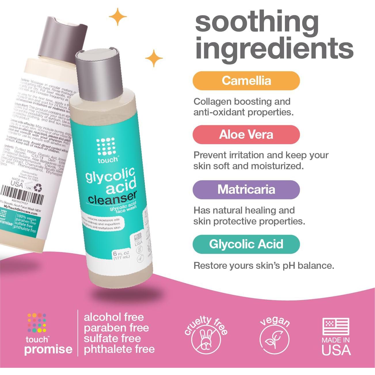 Limpiador Facial Exfoliante 10% Ácido Glicólico Touch 170g