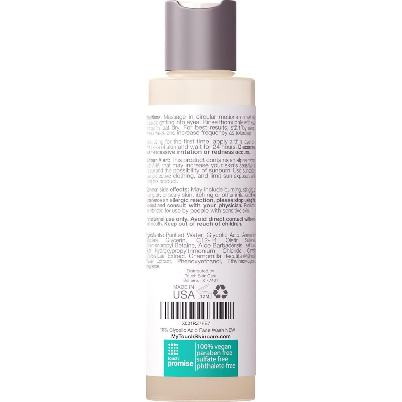 Limpiador Facial Exfoliante 10% Ácido Glicólico Touch 170g