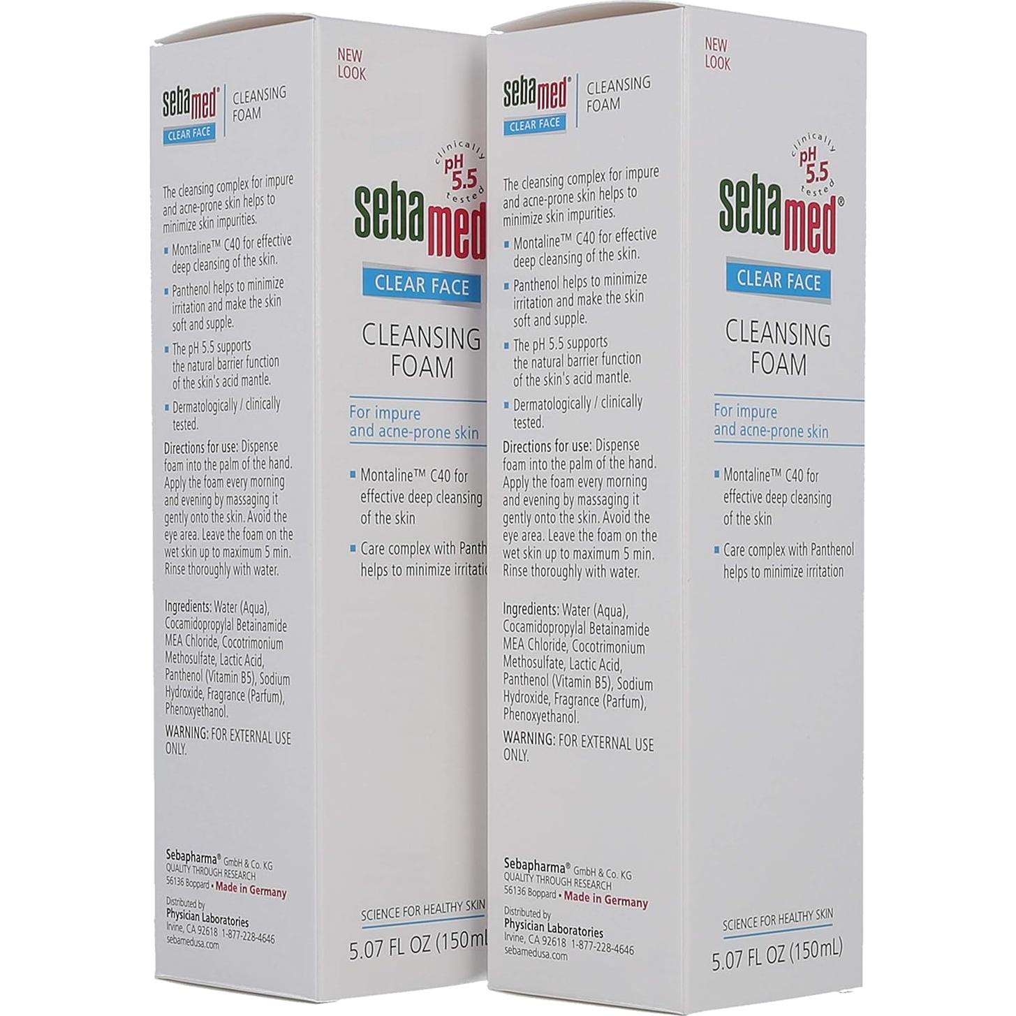 Espuma Limpiadora Facial Sebamed Clara 150ml x2 Piel Grasa