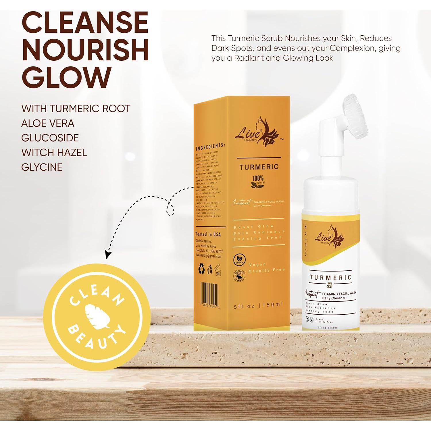 Limpiador Facial Espumoso Live Healthy con Cúrcuma 150ml