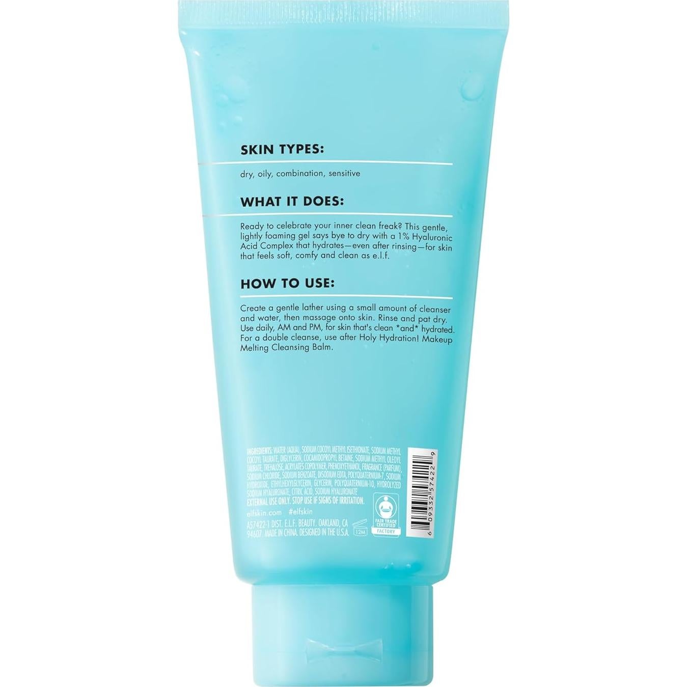 Limpiador Facial Gel e.l.f. SKIN Holy Hydration 162.6 ml