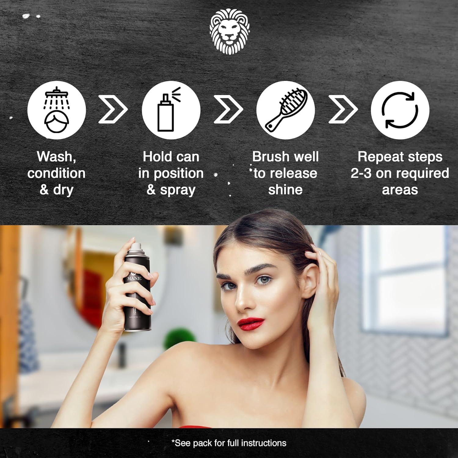 Spray Engrosador de Cabello Mane - Rellenador Raíces Negro 191g