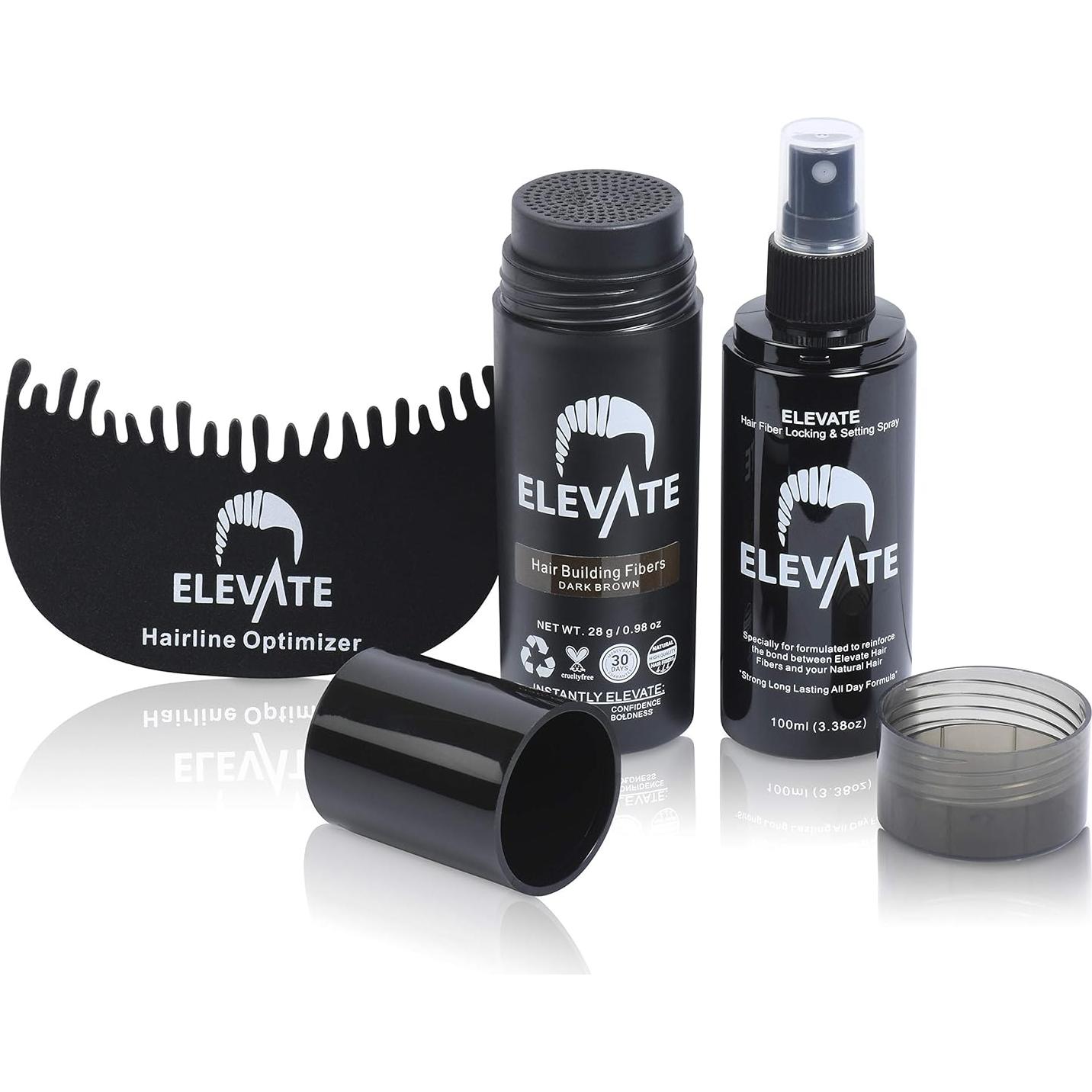Kit 3 en 1 Elevate para Cabello Fino - Fibras, Spray y Peine