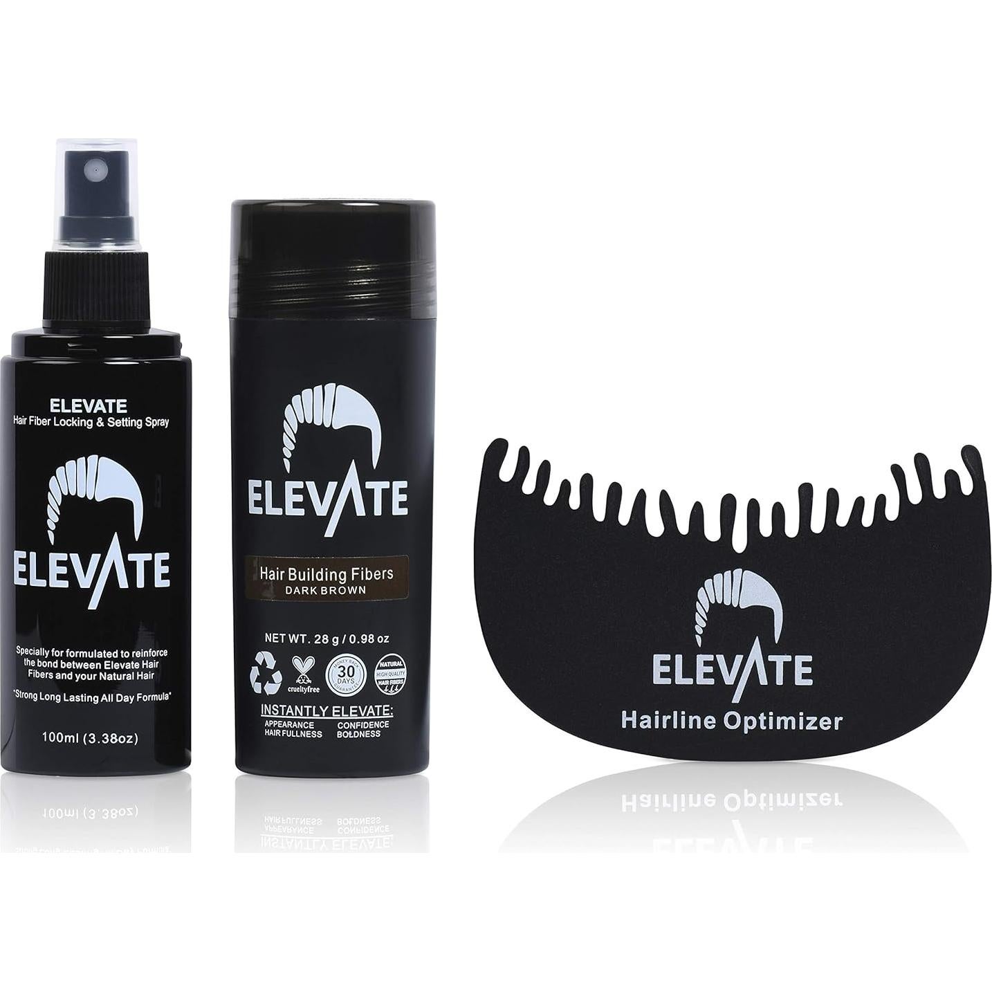 Kit 3 en 1 Elevate para Cabello Fino - Fibras, Spray y Peine