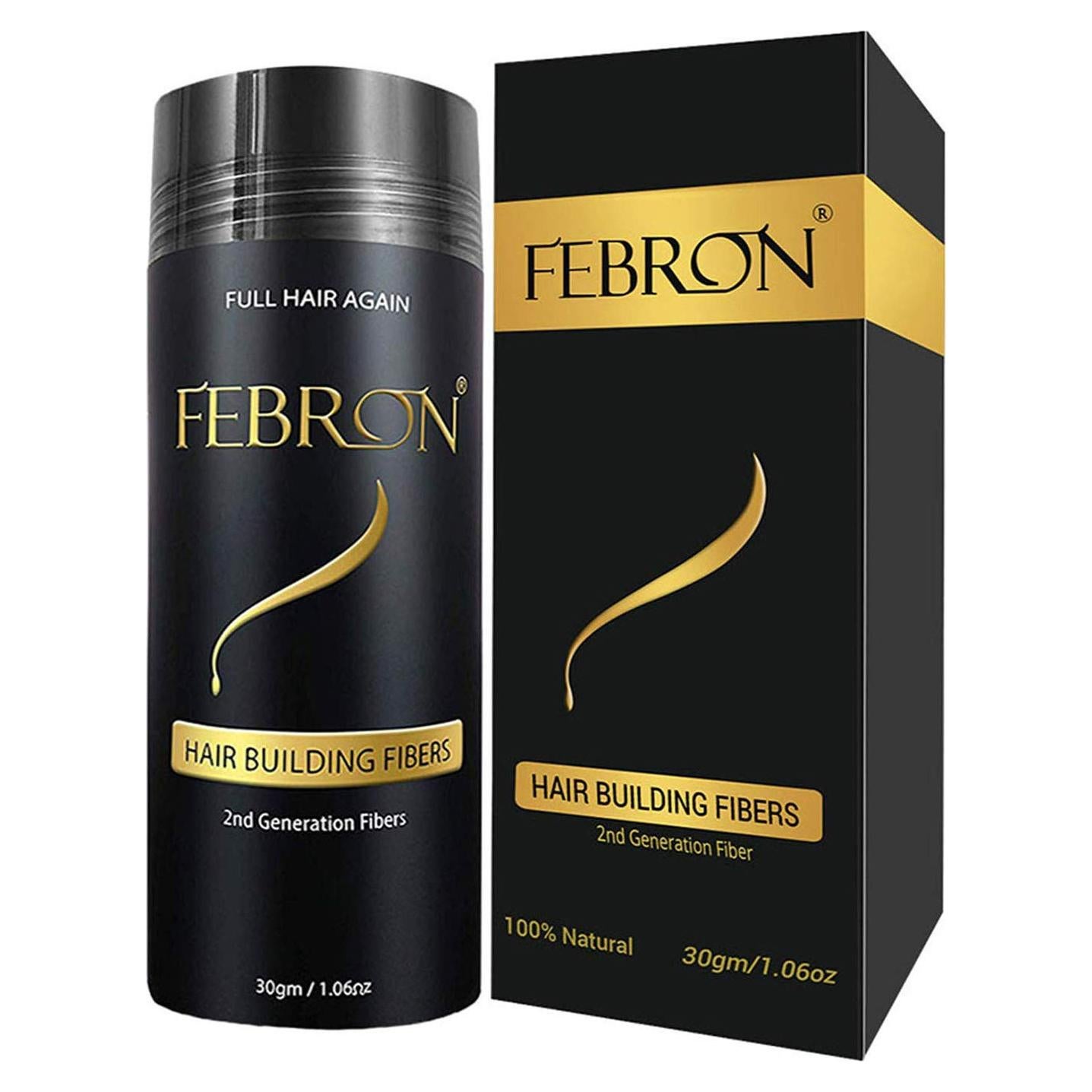 Fibras para Cabello FEBRON 30g Gris Oscuro - Voluminizador Natural