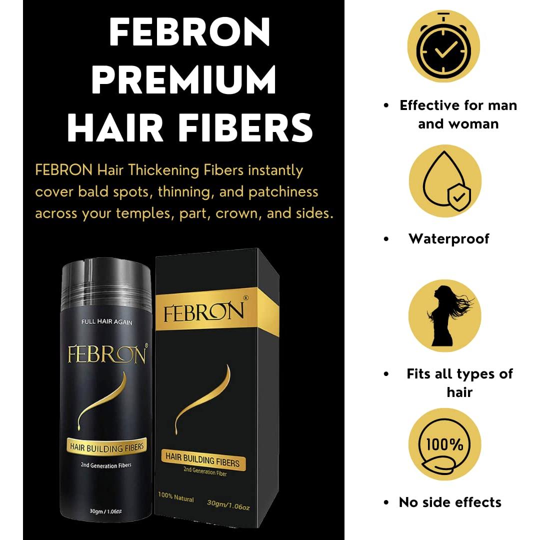 Fibras para Cabello FEBRON 30g Gris Oscuro - Voluminizador Natural