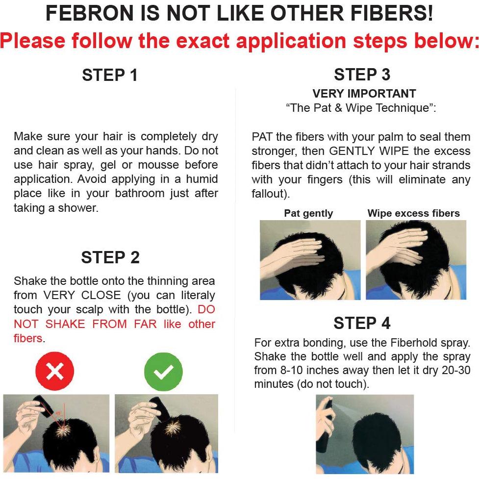 Fibras para Cabello FEBRON 30g Gris Oscuro - Voluminizador Natural