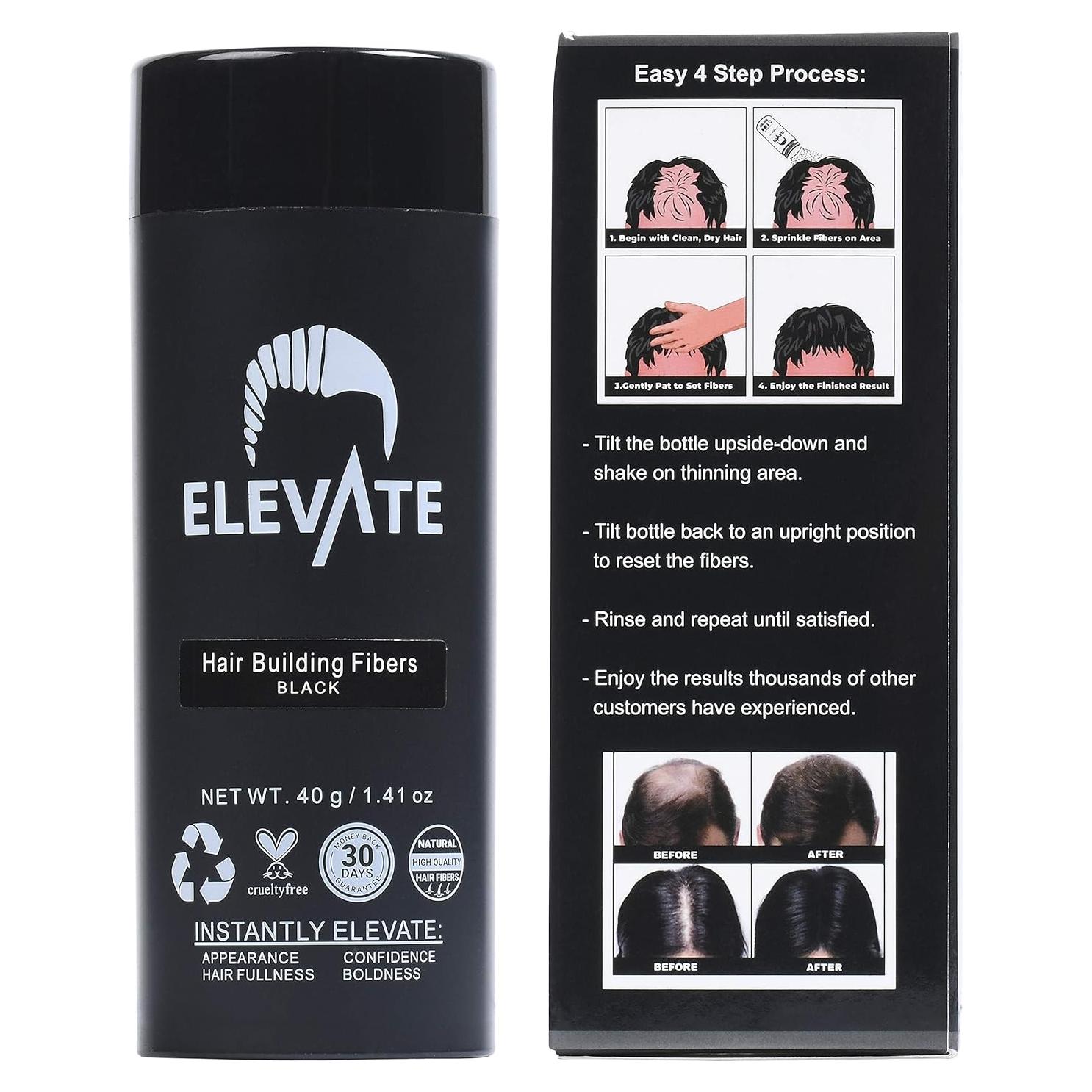 Fibras para Cabello Elevate 40g - Queratina Natural Negro