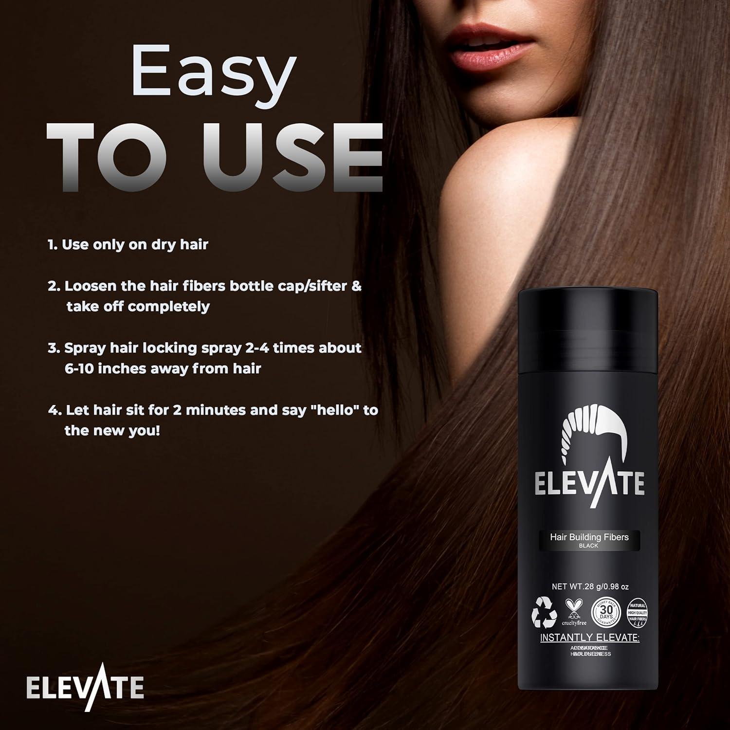 Fibras para Cabello Elevate 40g - Queratina Natural Negro
