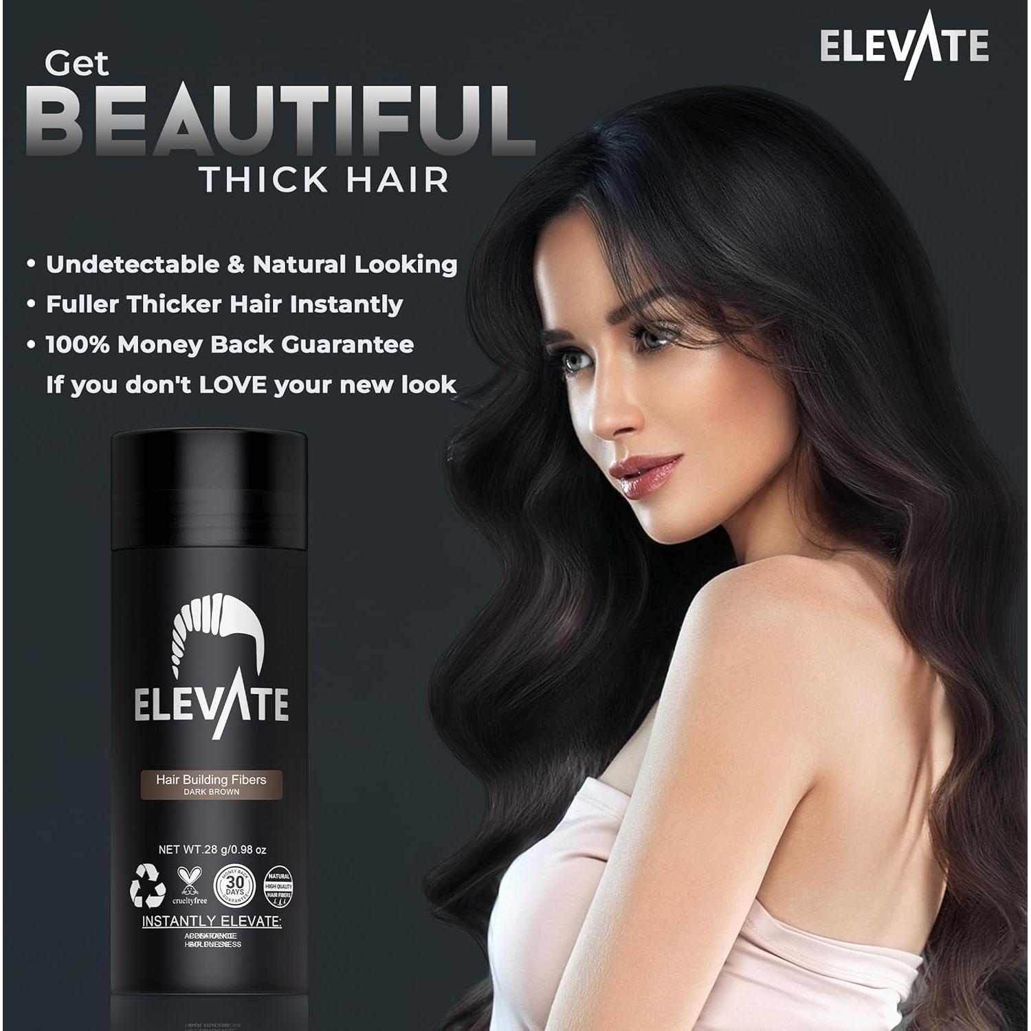 Fibras para Cabello Elevate Marrón Oscuro 28g - 100% Natural