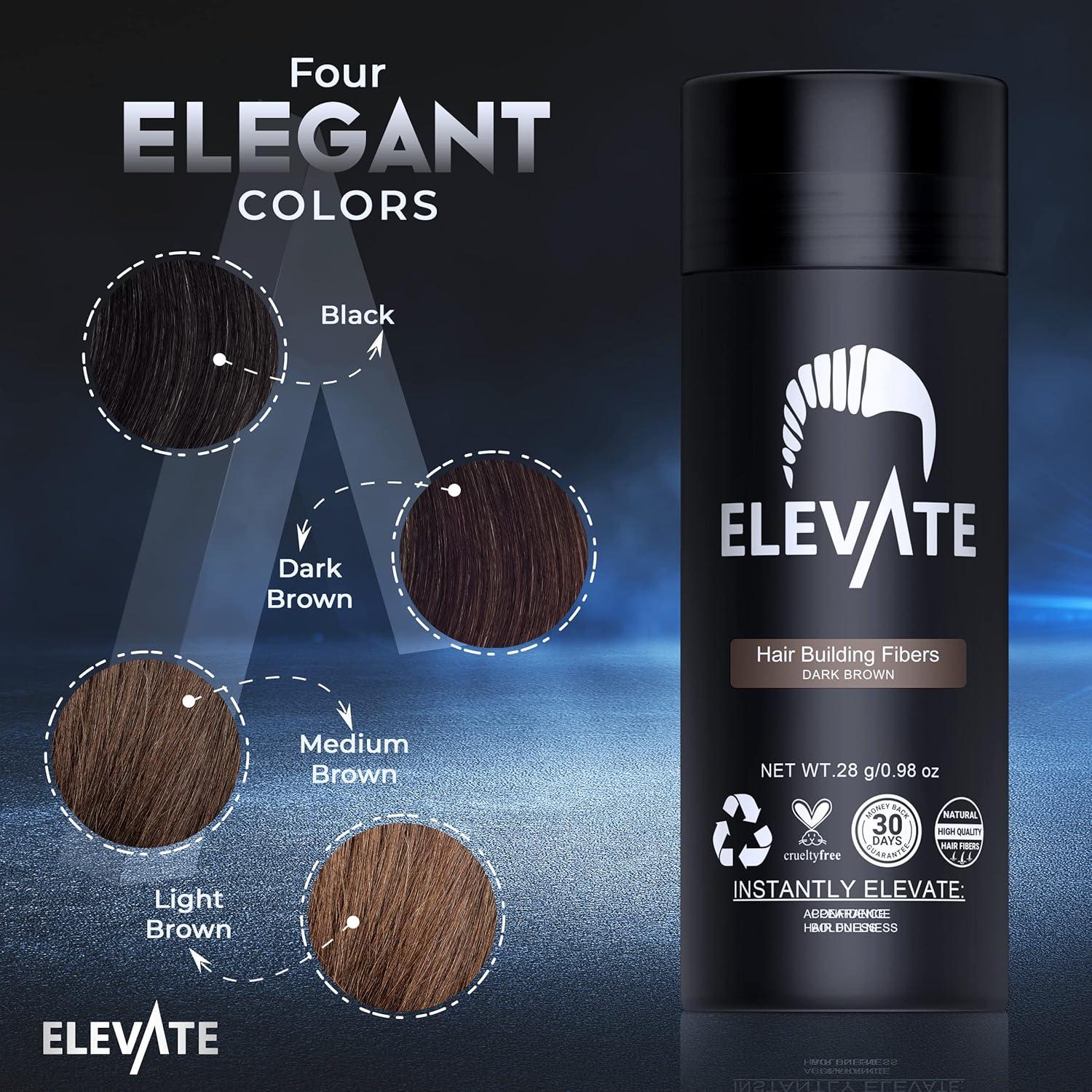Fibras para Cabello Elevate Marrón Oscuro 28g - 100% Natural