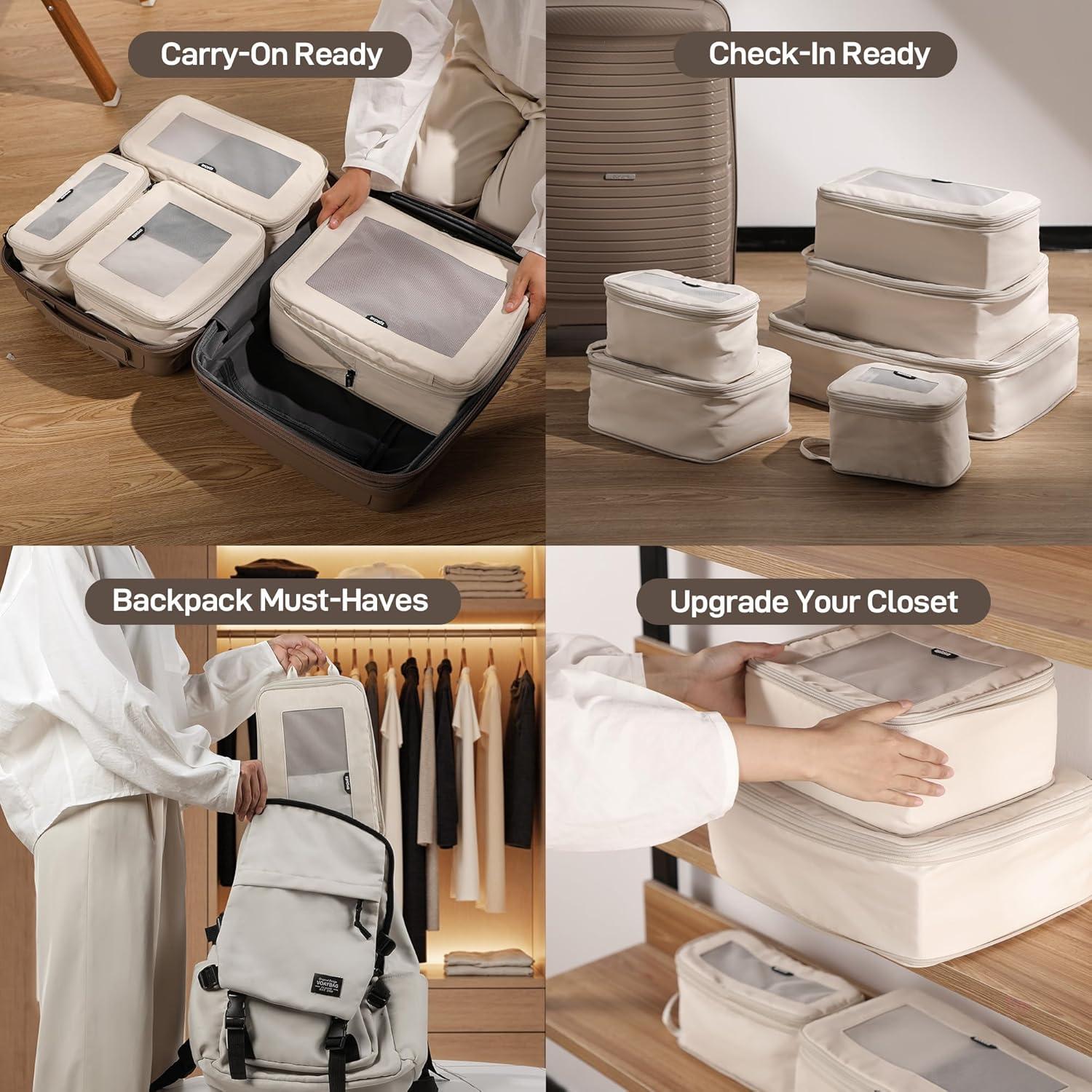 Cubos de Compresión EPICKA Set de 4 Beige para Viaje