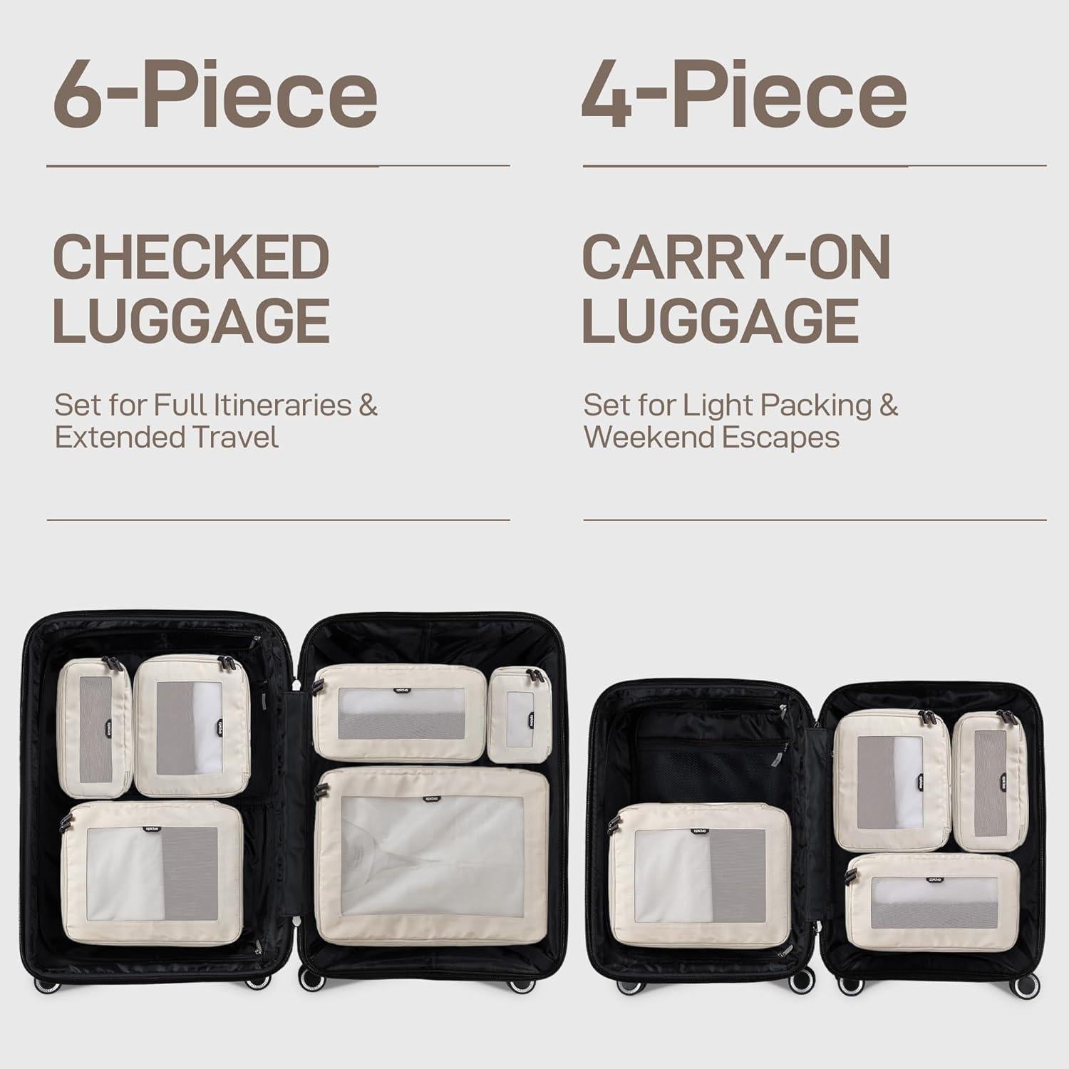 Cubos de Compresión EPICKA Set de 4 Beige para Viaje