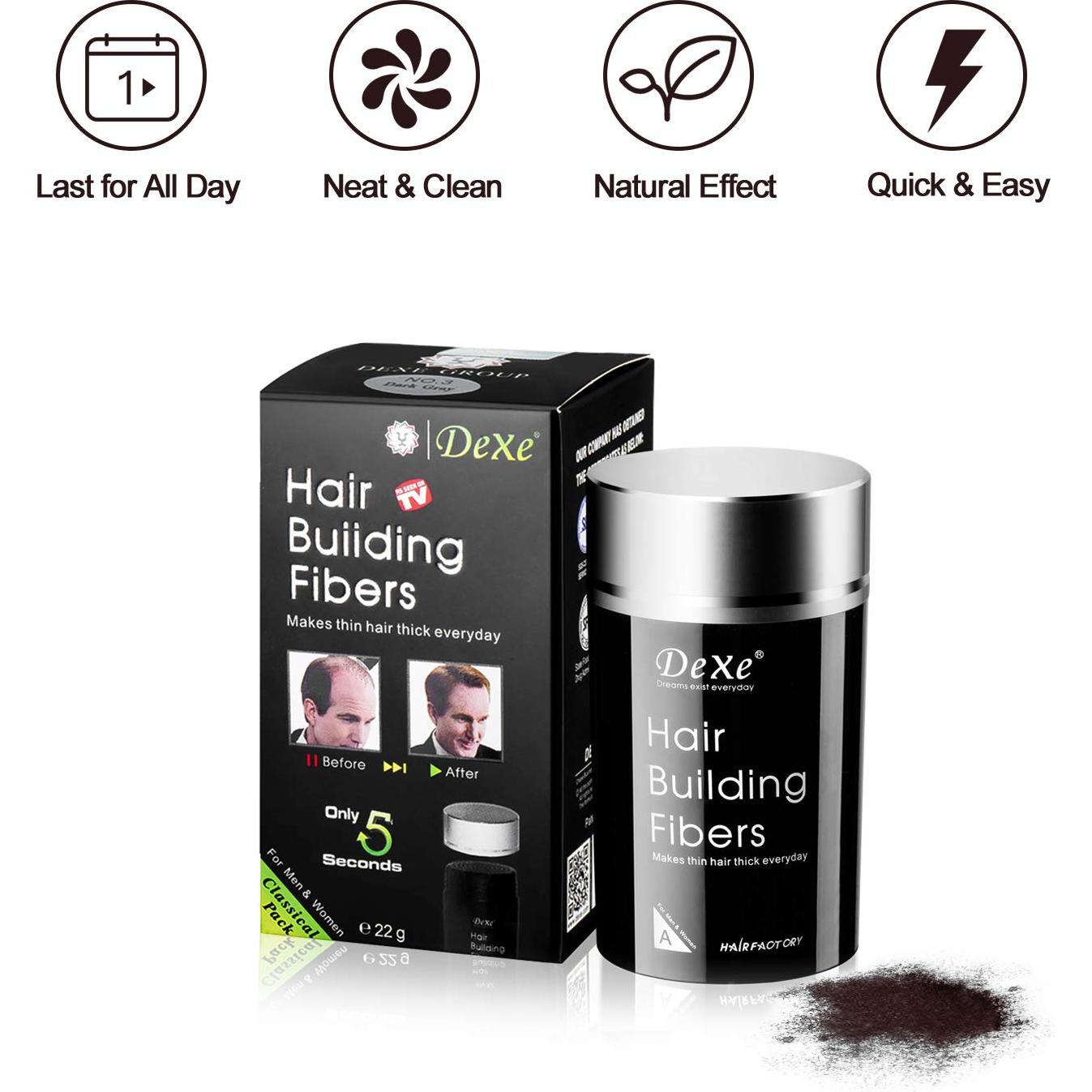 Polvo de Fibra Capilar Dexe Negro para Cabello Fino 9g