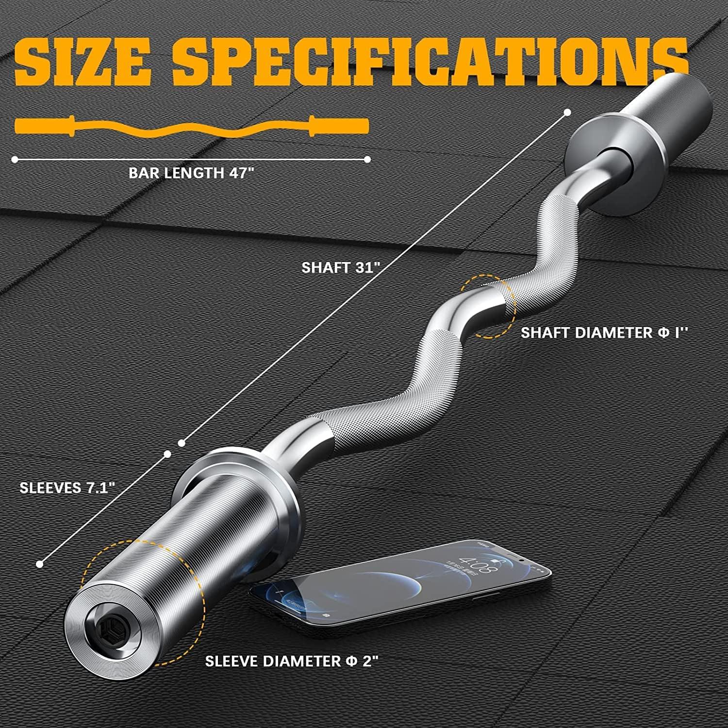 Barra Olímpica EZ Curl Bupans 119.38 cm 500 kg Acero Cromado
