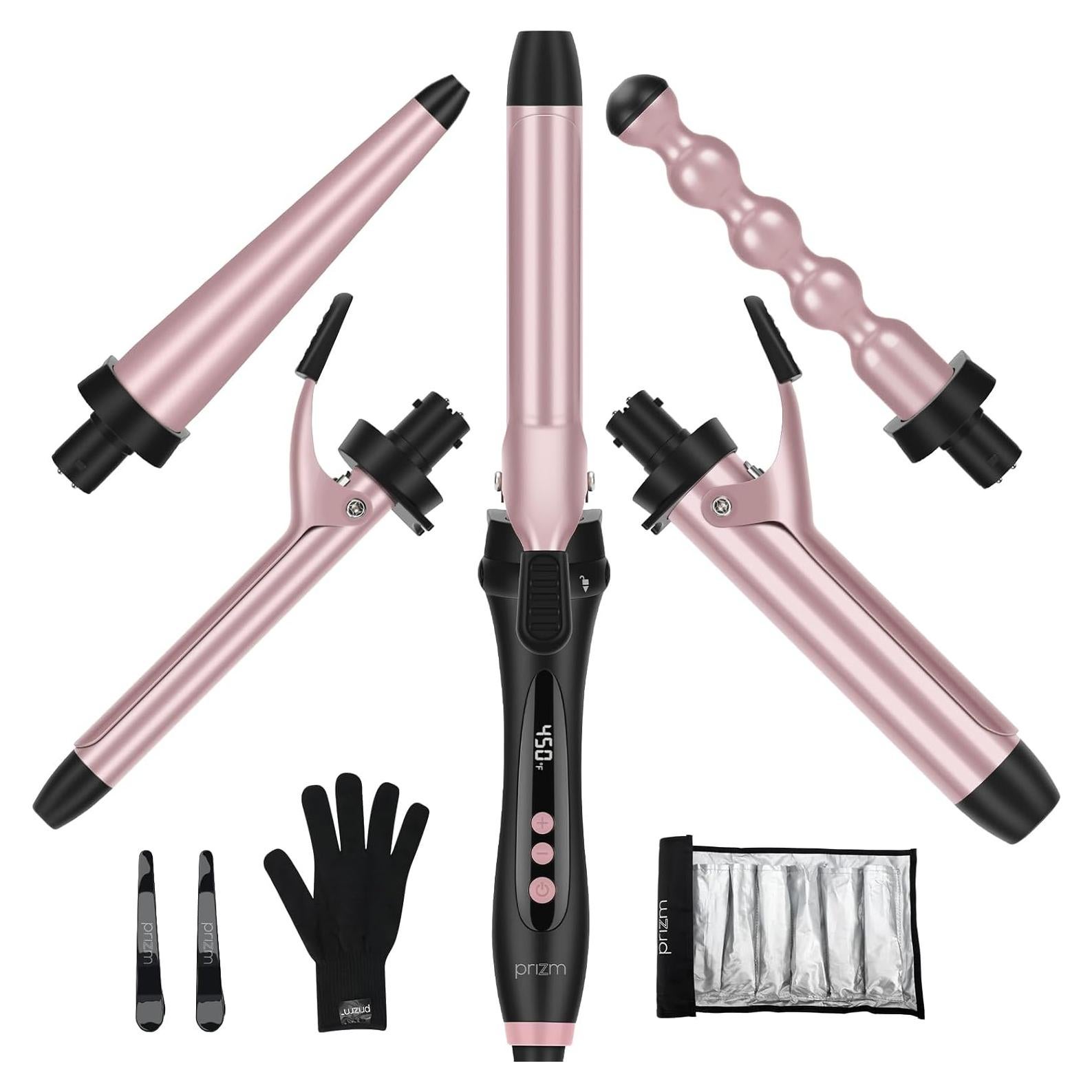 Juego de Plancha de Rizar Prizm Pro Clamp 5 Barriles Intercambiables