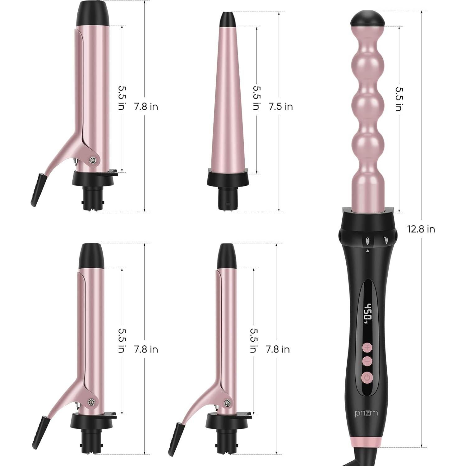 Juego de Plancha de Rizar Prizm Pro Clamp 5 Barriles Intercambiables