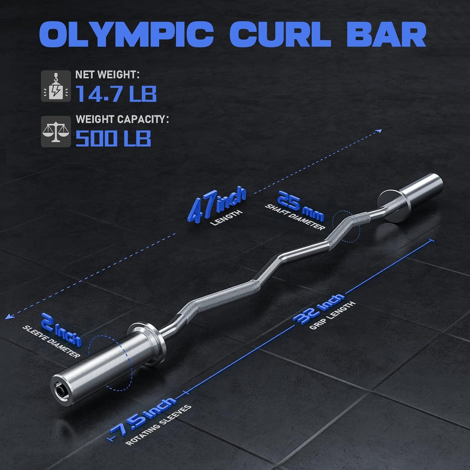 Barra Olímpica EZ Curl ExtreSpo 119 cm Cromada 6.8 kg