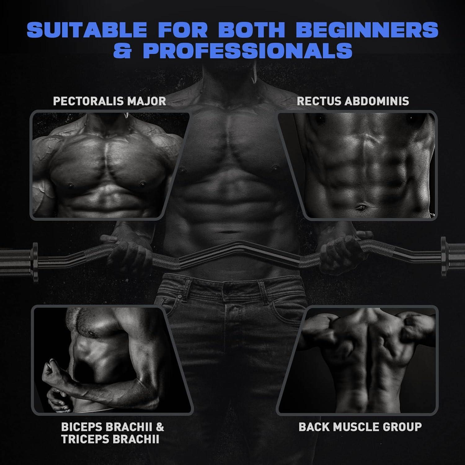 Barra Olímpica EZ Curl ExtreSpo 119 cm Cromada 6.8 kg