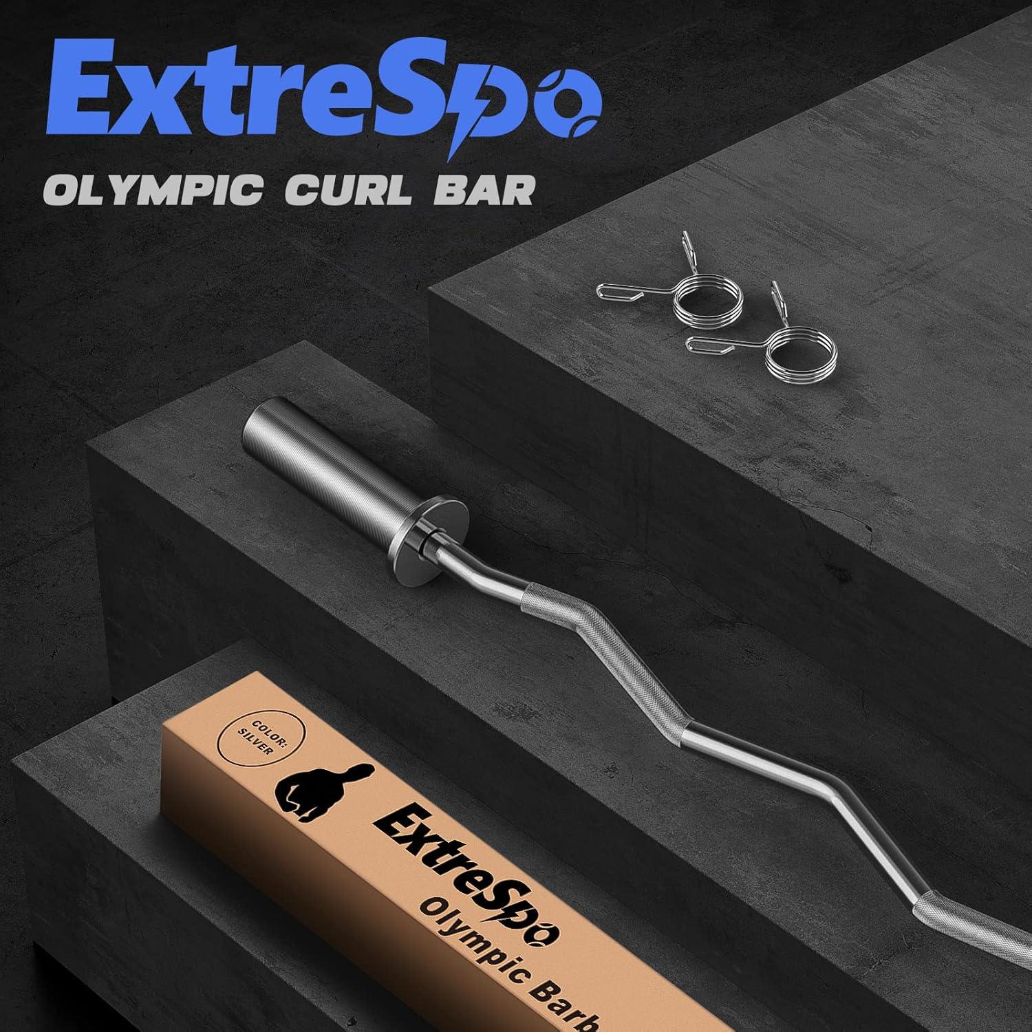 Barra Olímpica EZ Curl ExtreSpo 119 cm Cromada 6.8 kg