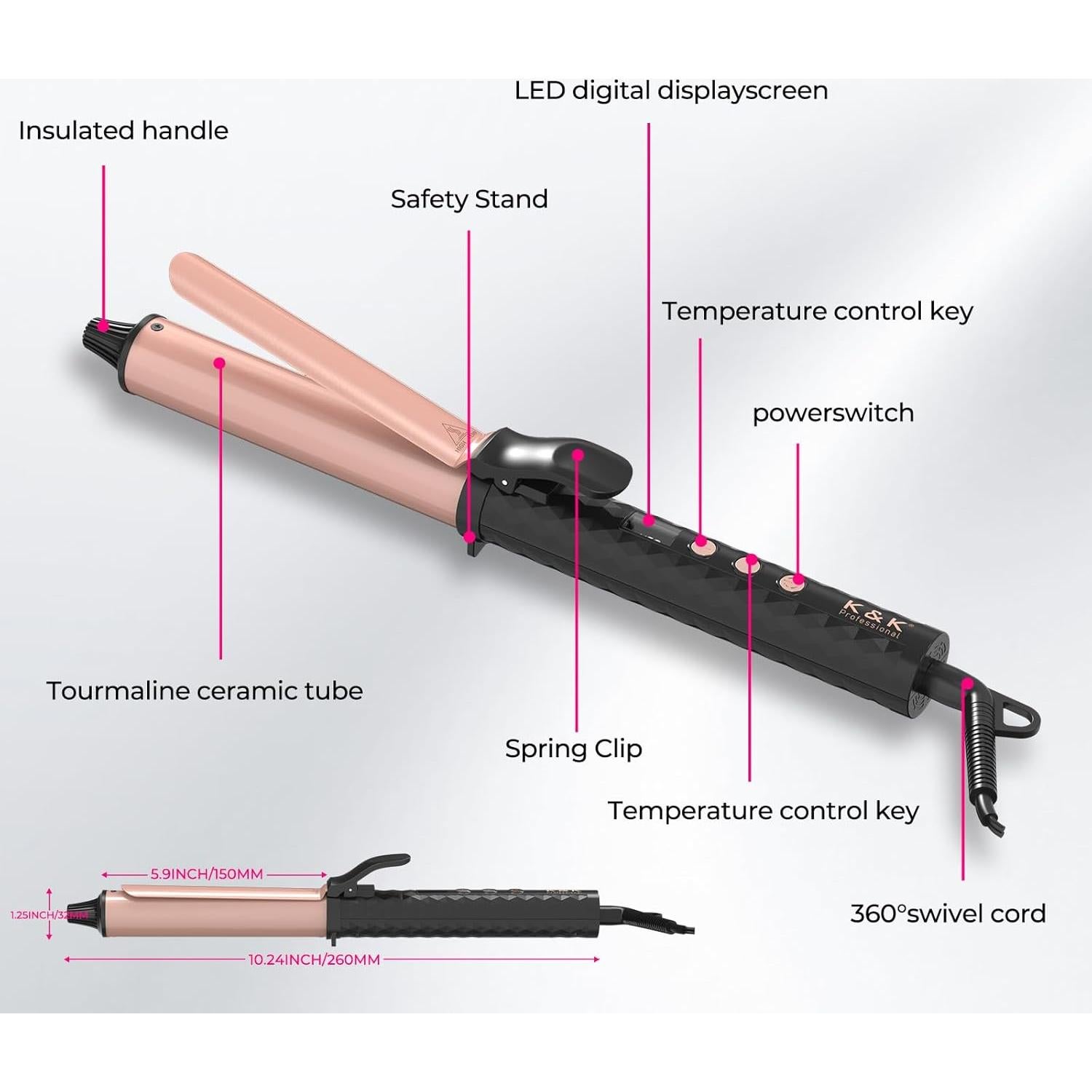 Plancha de Rizar Cerámica Qianyi 6.2" Temperatura Ajustable
