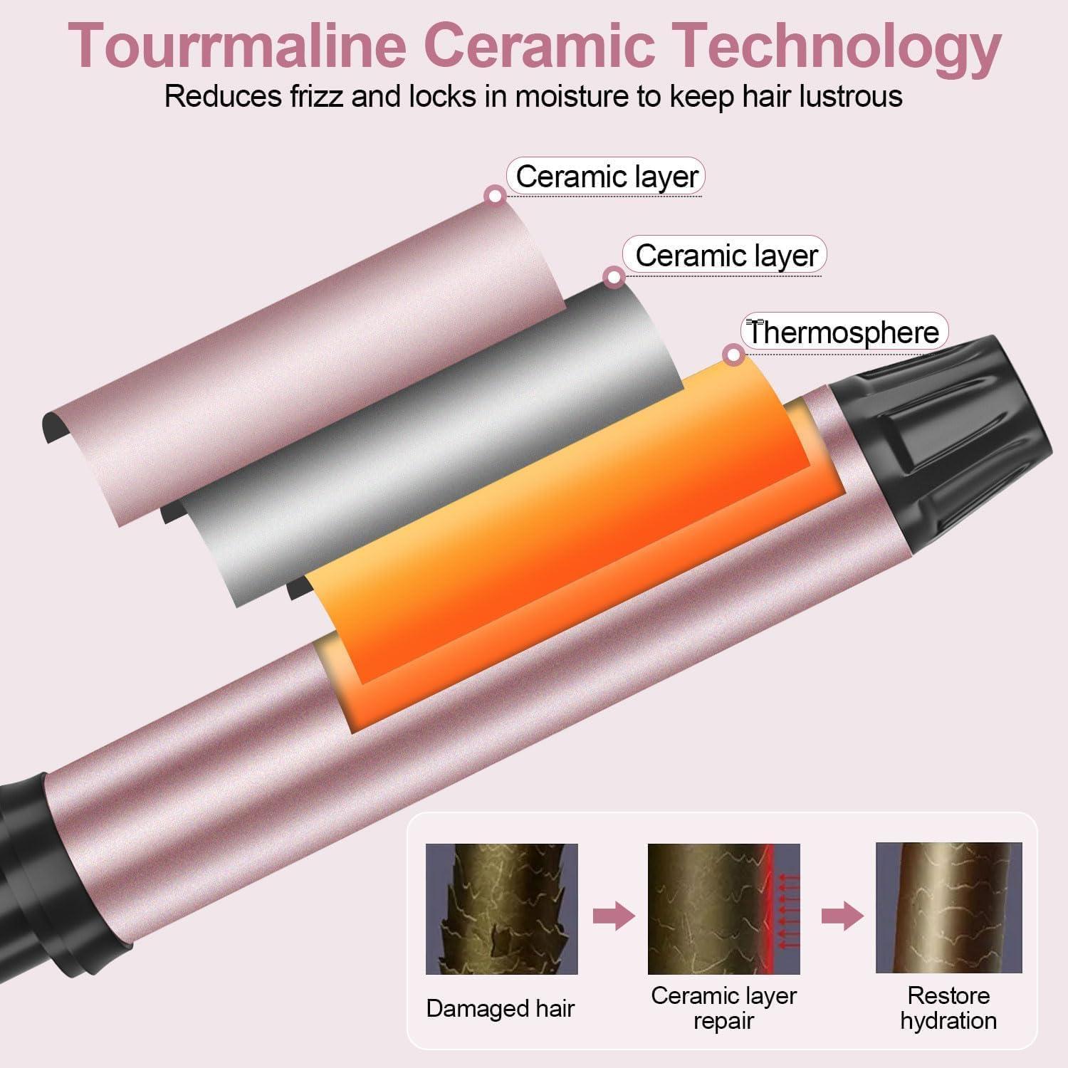 Plancha de Rizar 32mm MEOUNEQU Cerámica Ajustable con Guante